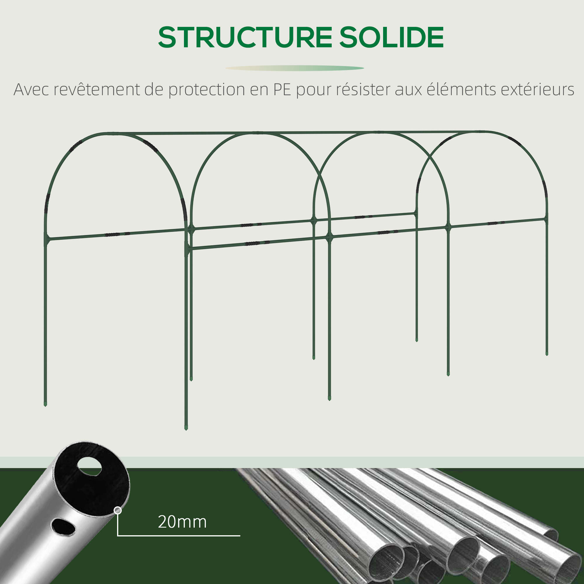 Serre de jardin à tomates acier thermolaqué vert PVC transparent