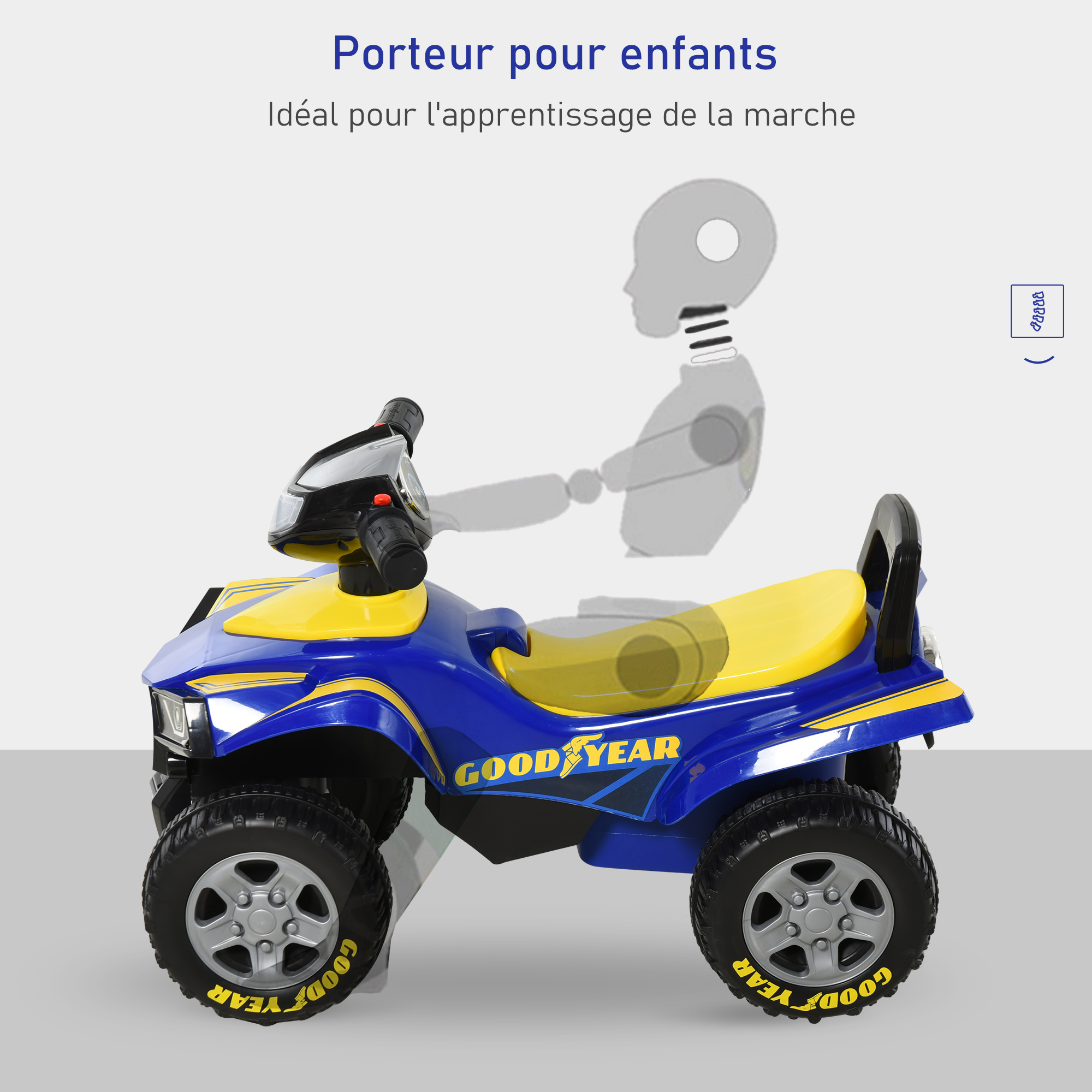 Porteur enfants quad 18-36 mois effets lumineux et sonore