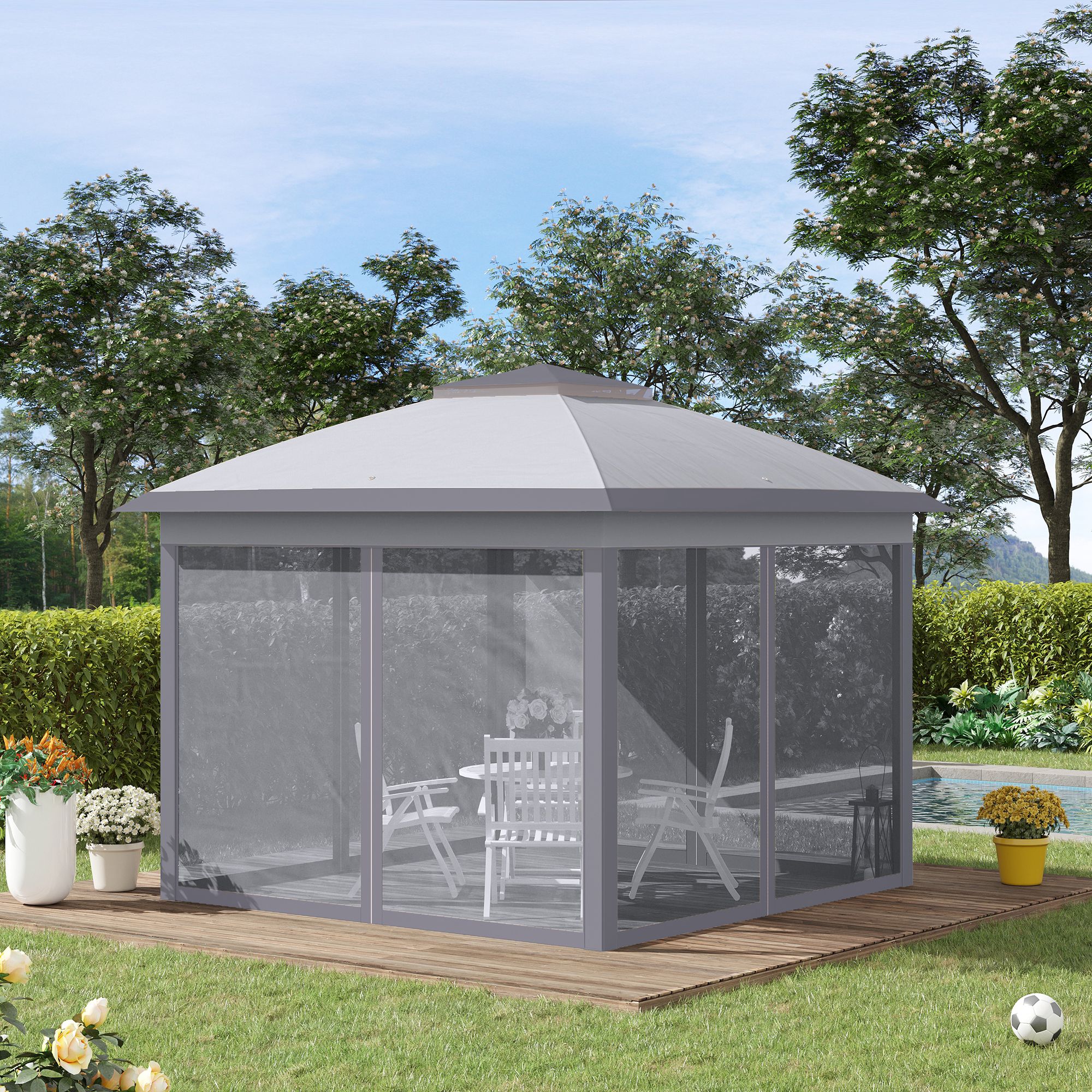 Tonnelle barnum de jardin Pop-up tente pliant 3,3L x 3,3l x 2,88H m