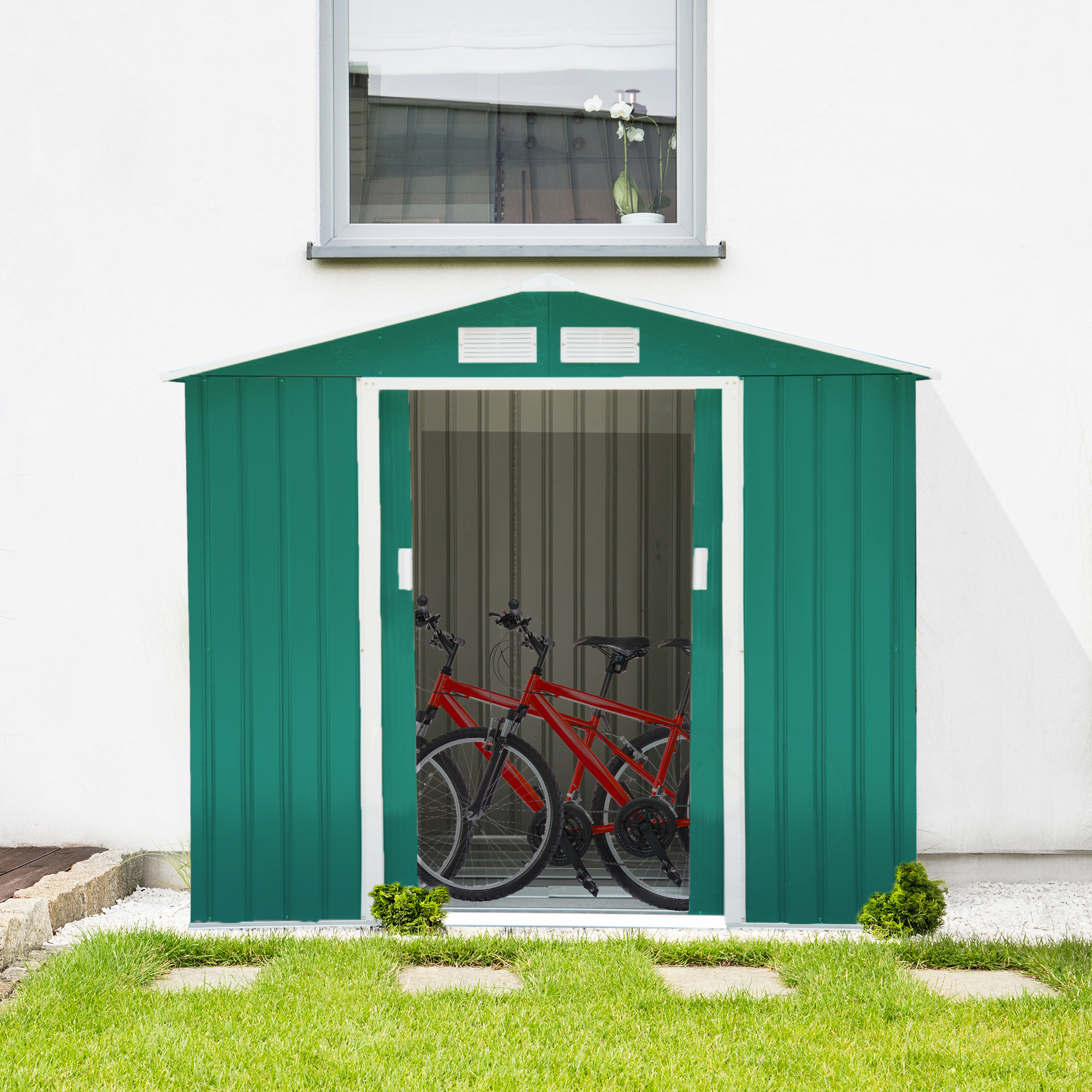 Abri de jardin - remise pour outils - cabanon porte verrouillable - tôle d'acier