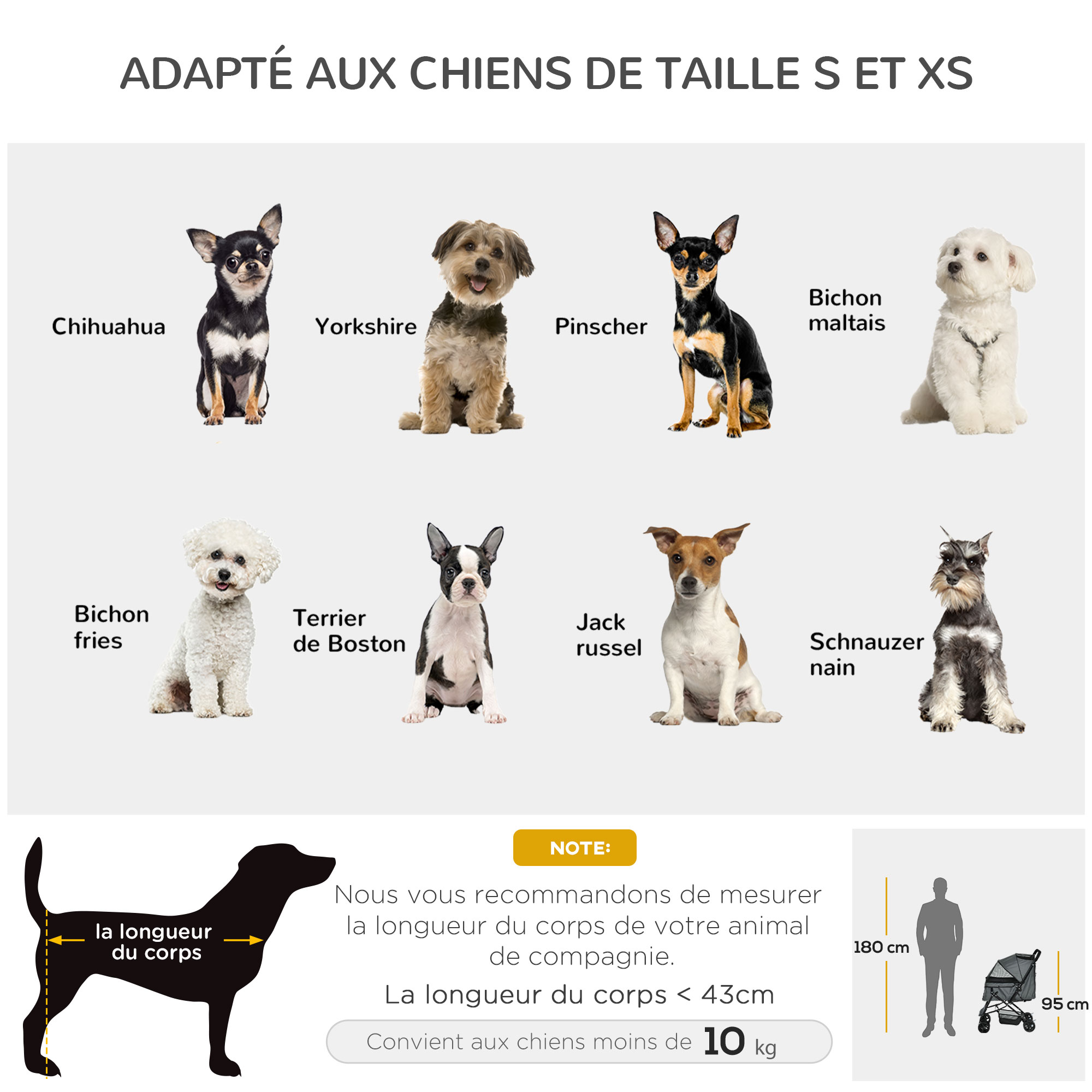 Poussette buggy pliable chien chat panier et sac de rangement