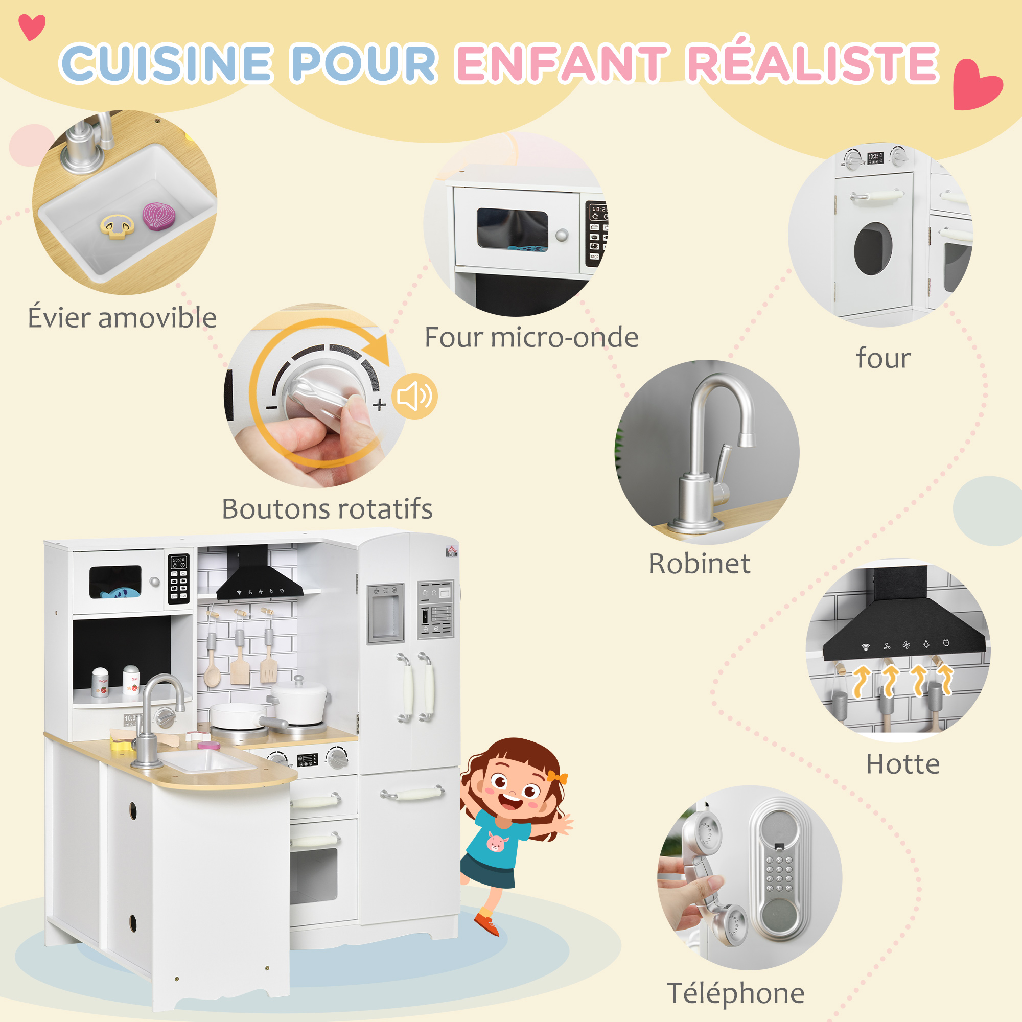 Cuisine pour enfant jeu d'imitation nombreux accessoires rangements