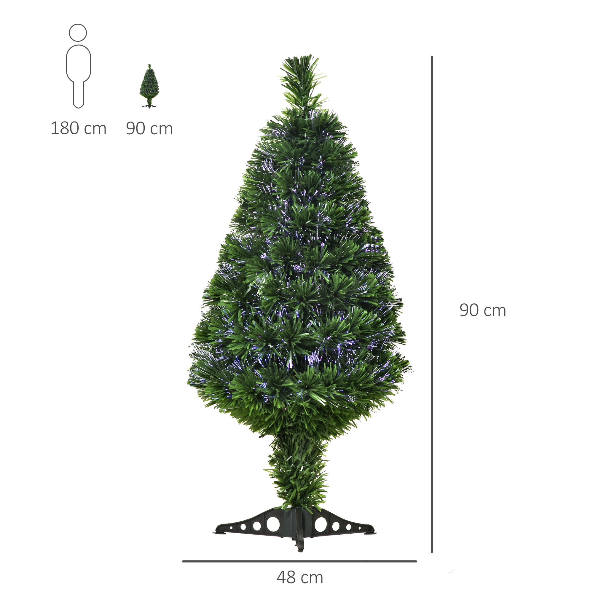 Sapin de Noël artificiel lumineux fibre optique vert