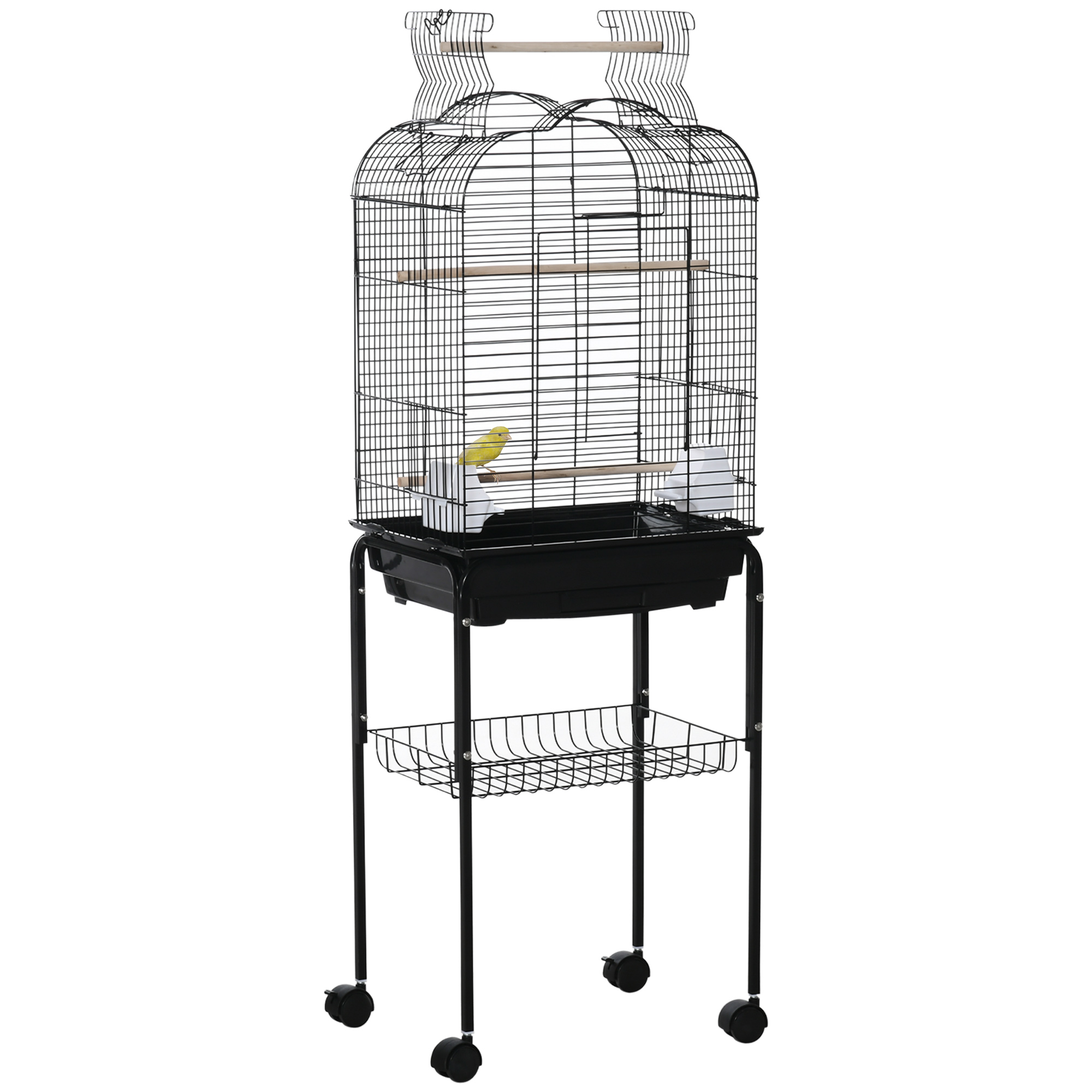 Cage à oiseaux volière amovible sur roulettes avec accessoires