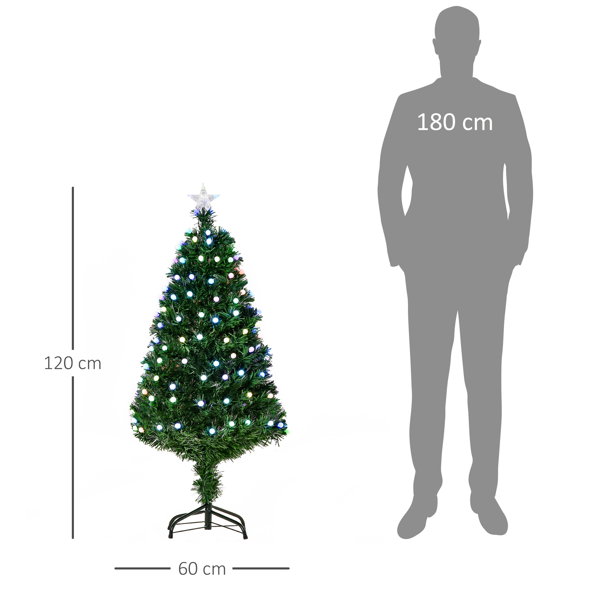 Sapin de Noël artificiel lumineux LED fibre optique multicolore