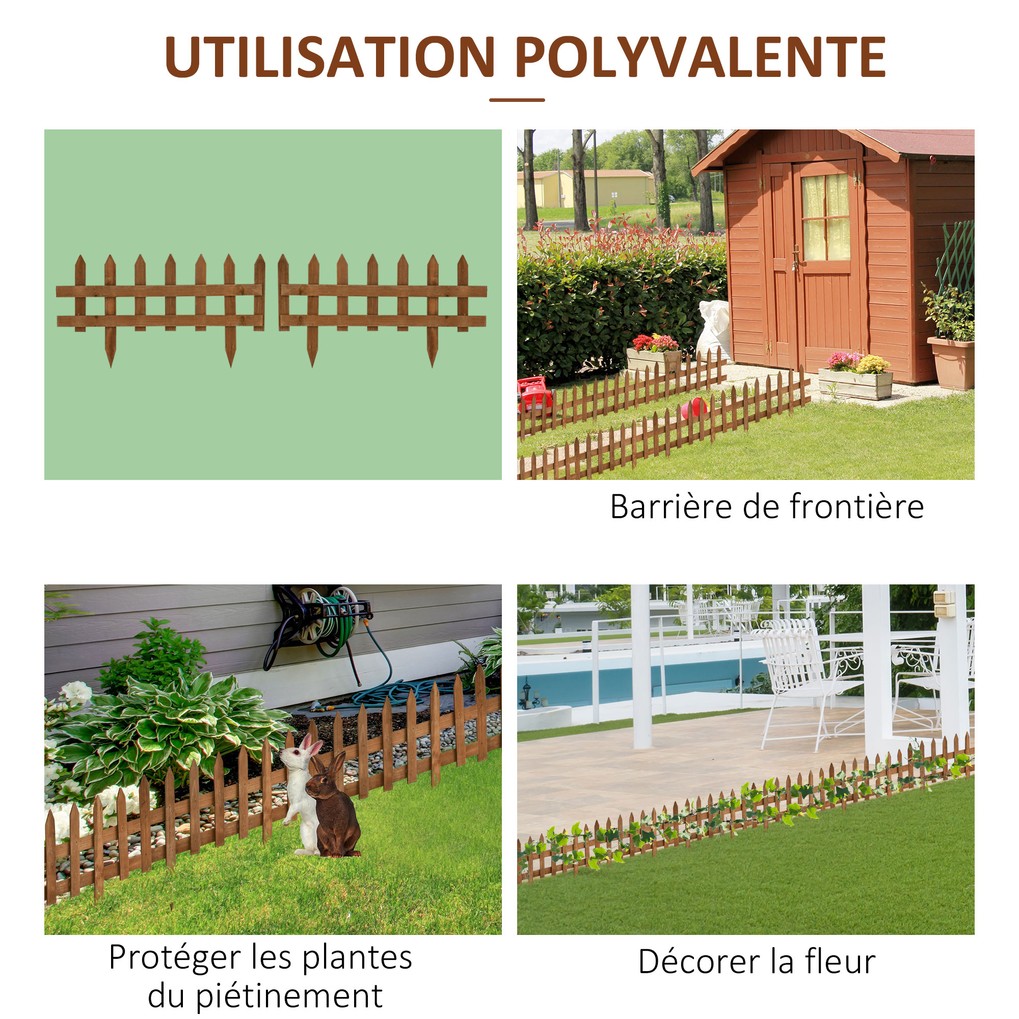 Bordures à planter 12 pcs - bordures de pelouse bois sapin pré-huilé