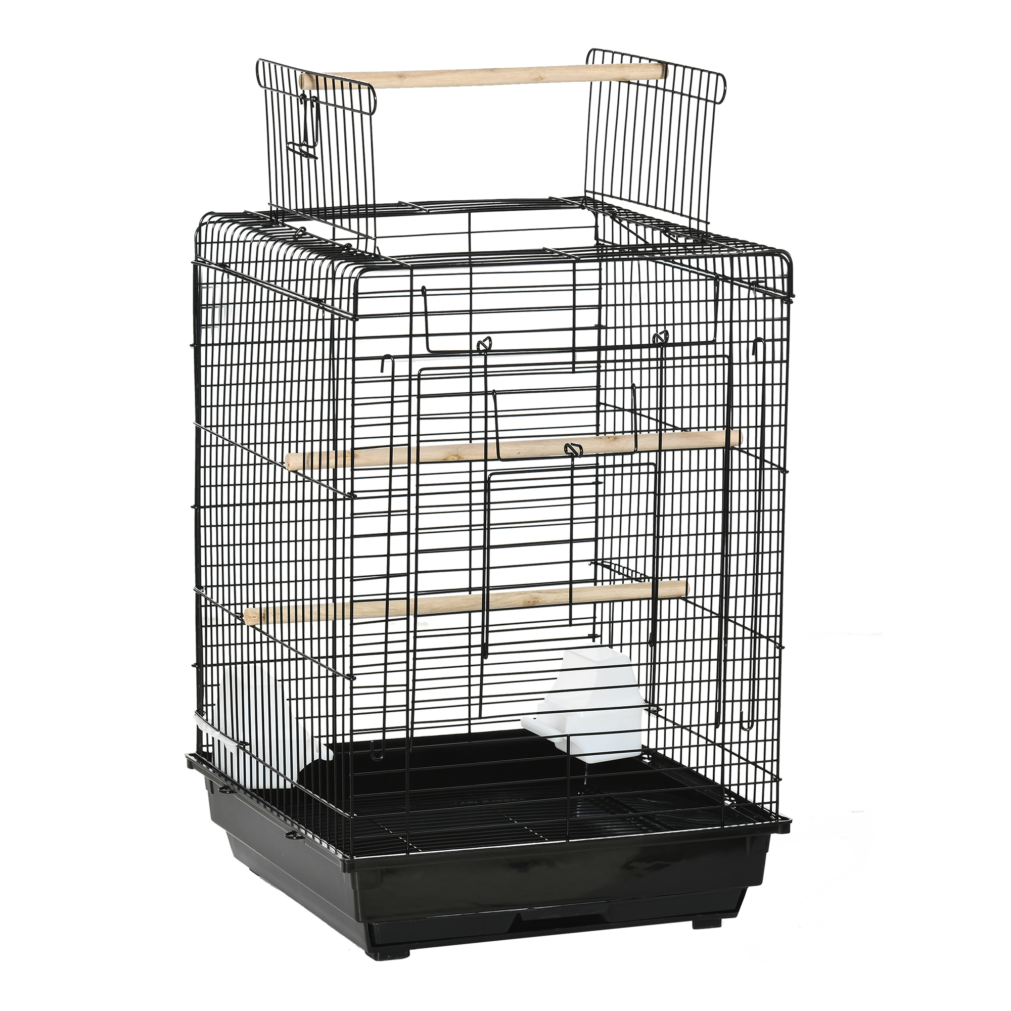 Cage à oiseaux portable avec accessoires noir