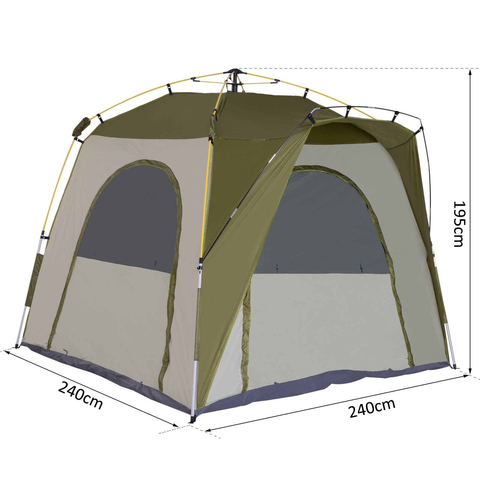 Tente de camping pop-up 4 personnes fibre verre polyester