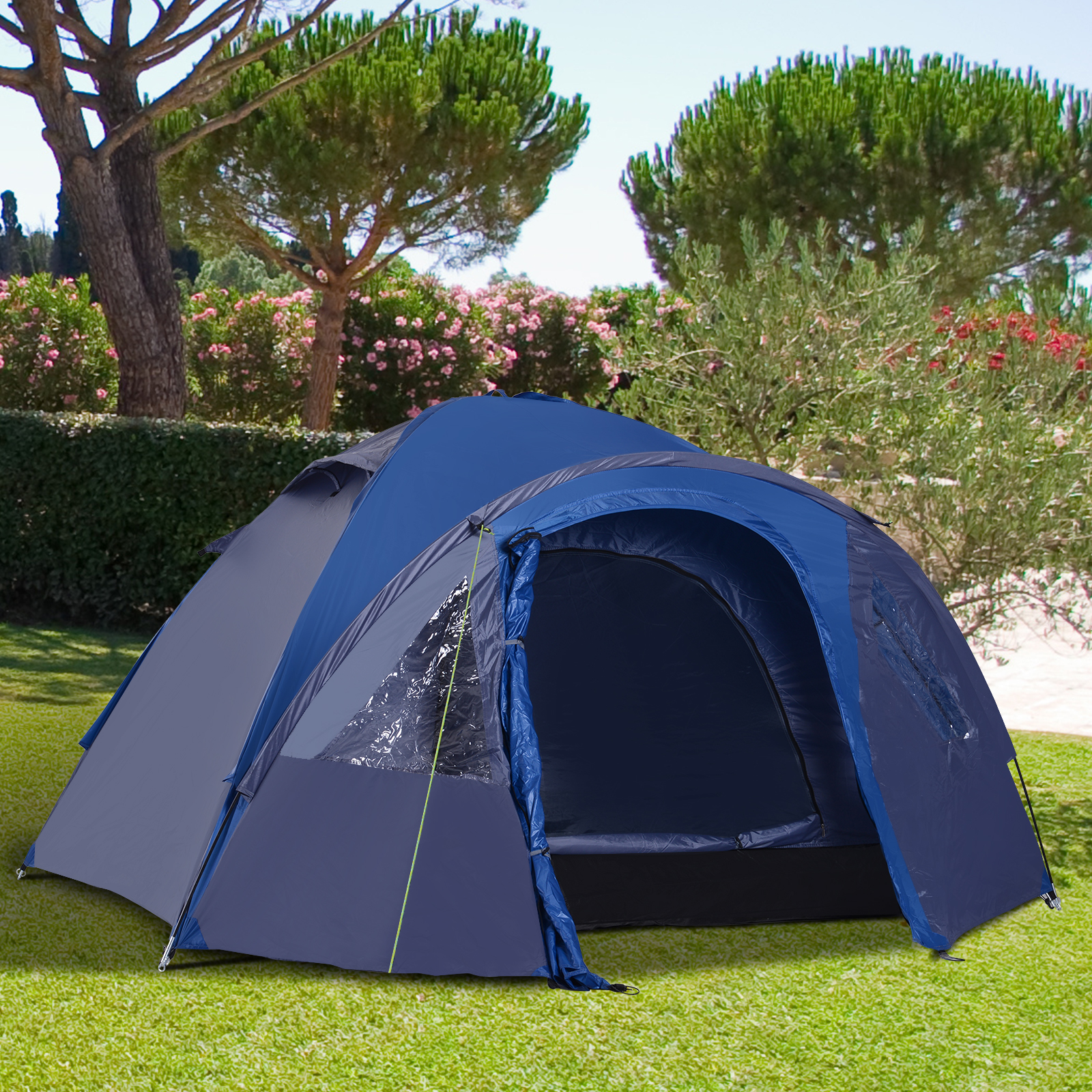 Tente de camping 4-5 personnes bleu marine