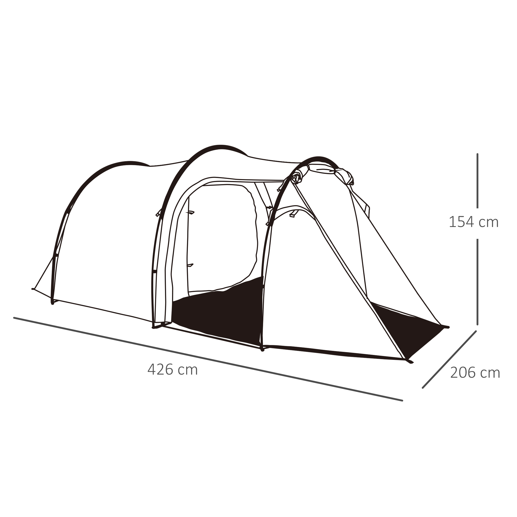 Tente de camping 2-3 pers. fibre verre polyester PE