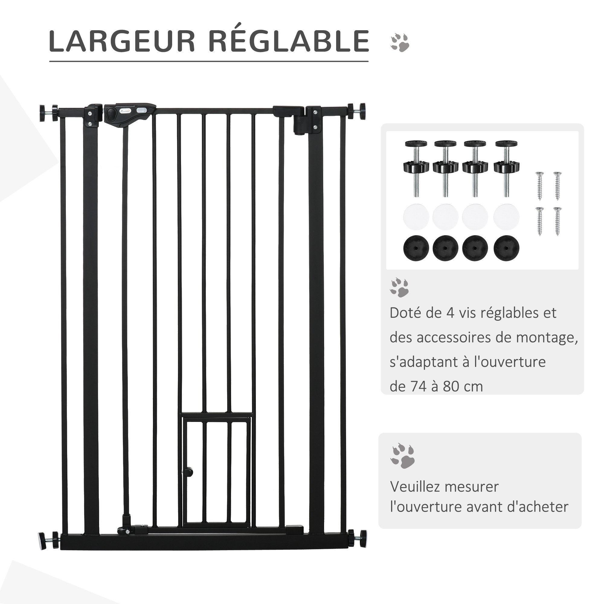 Barrière de sécurité animaux réglable 2 portes acier