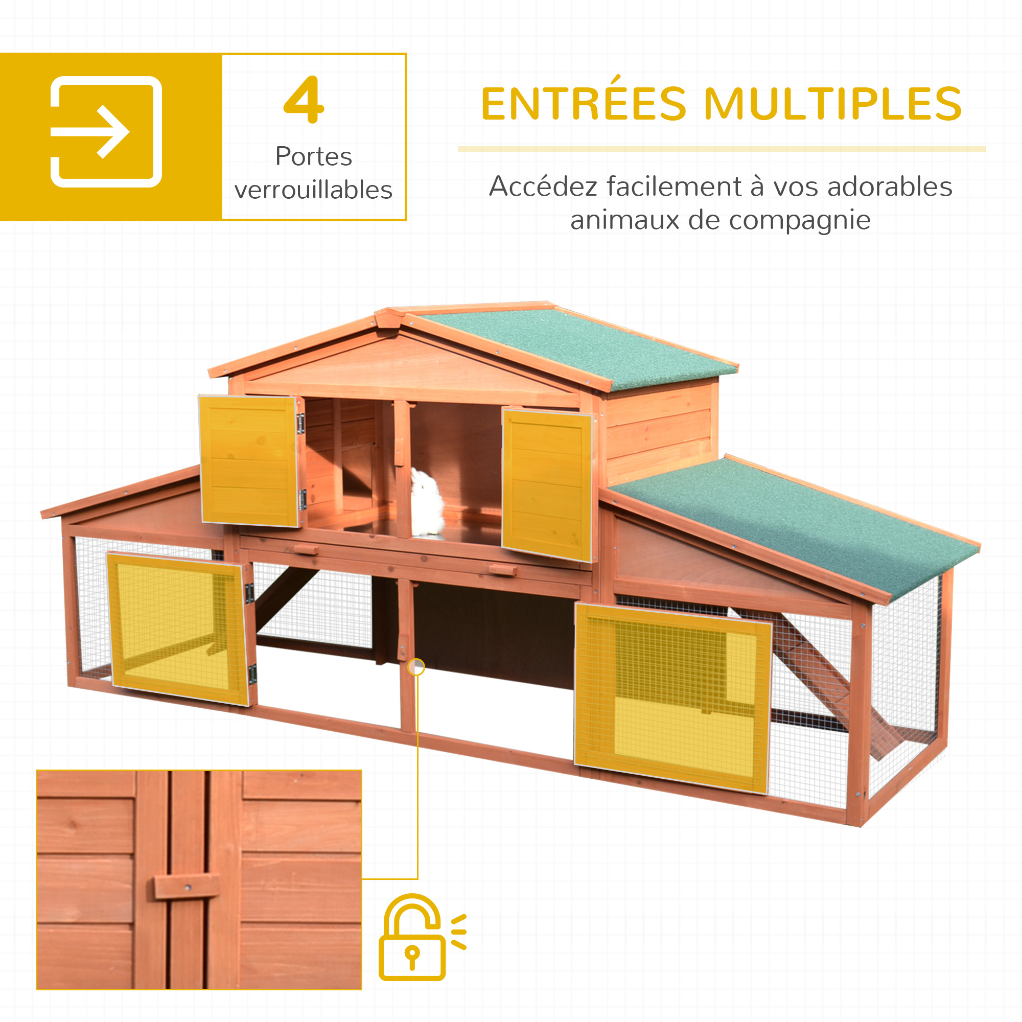 Clapier cage à lapins rongeurs poulailler XXL