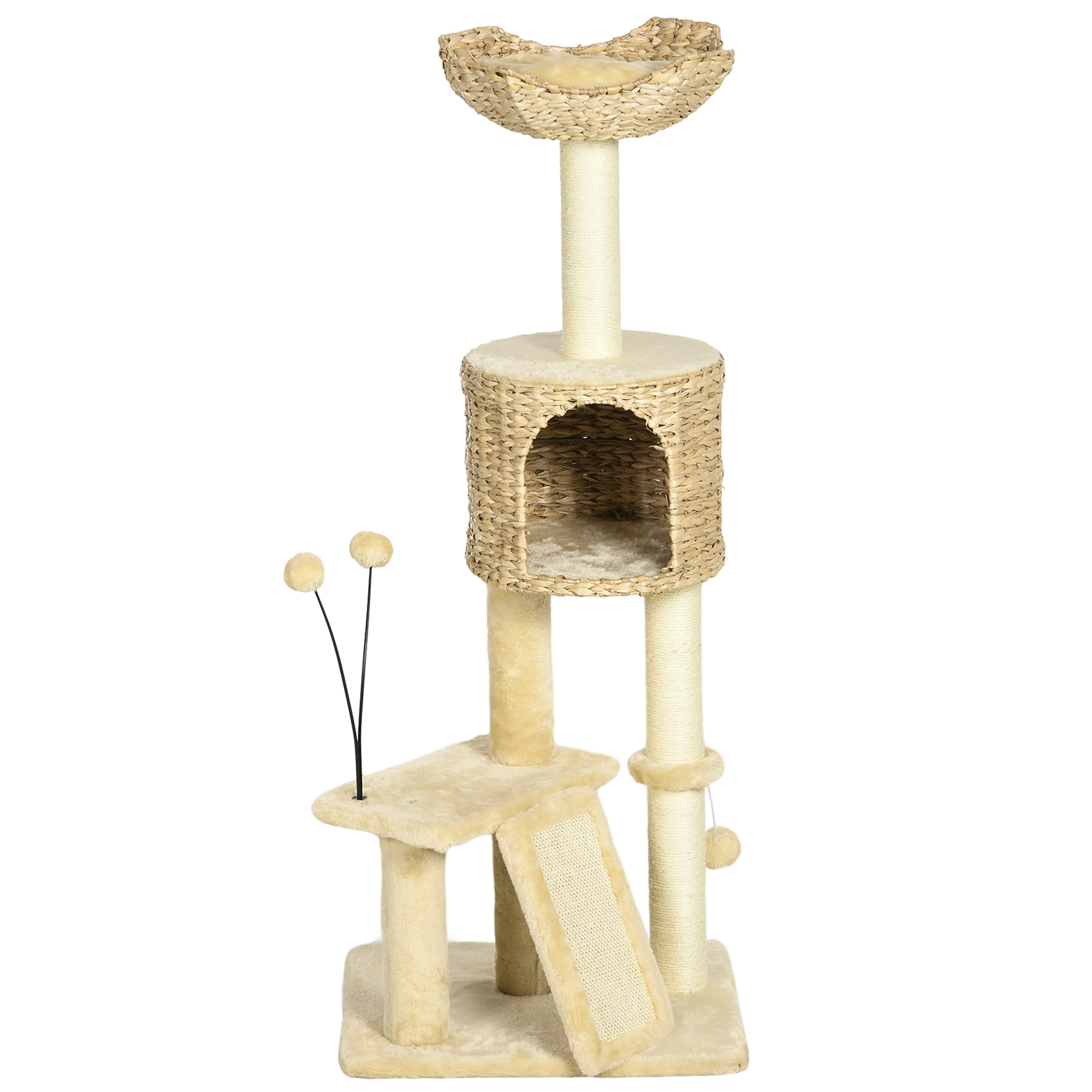 Arbre à chat style cosy chic jacinthe d'eau peluche beige