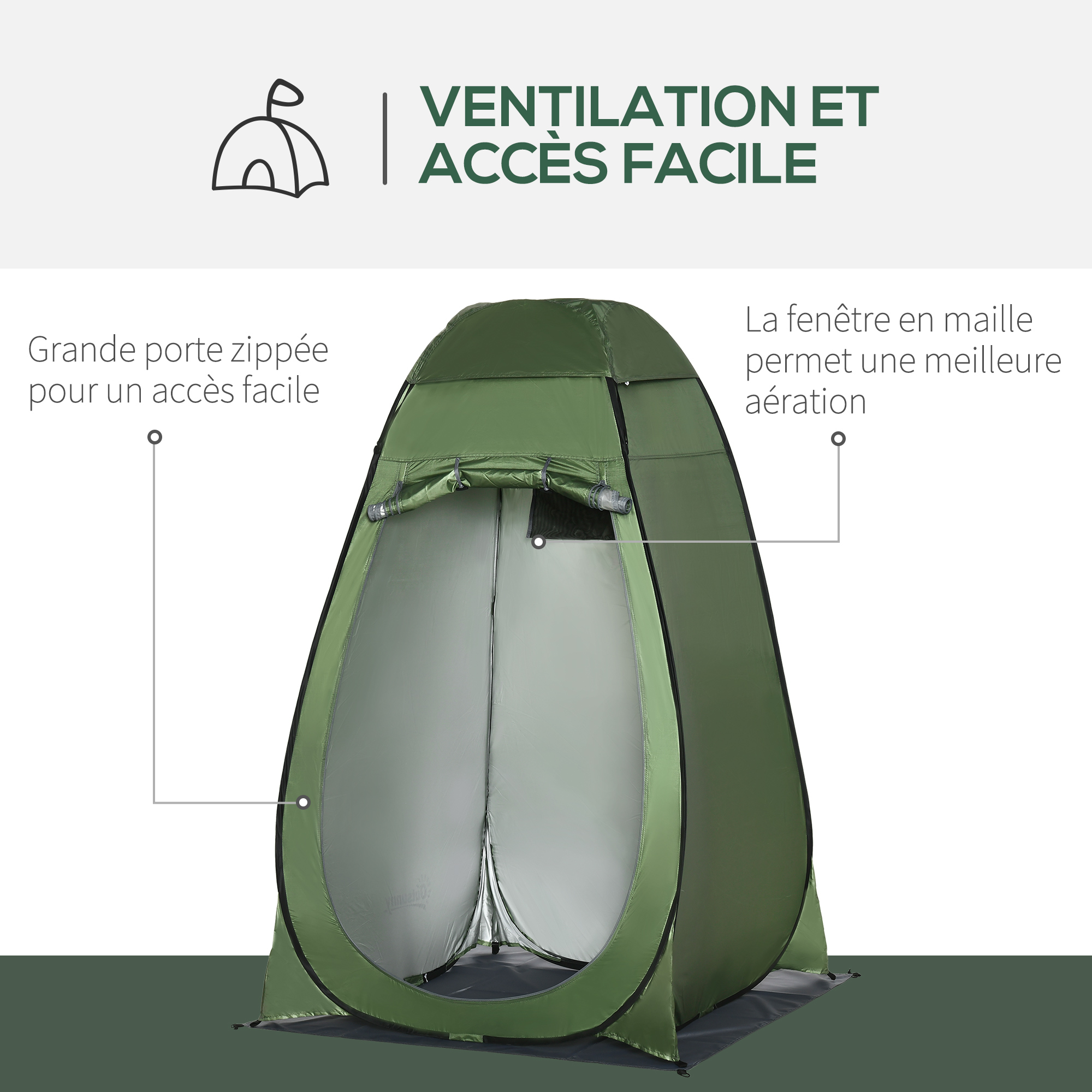 Tente de douche pliable pop-up polyester vert