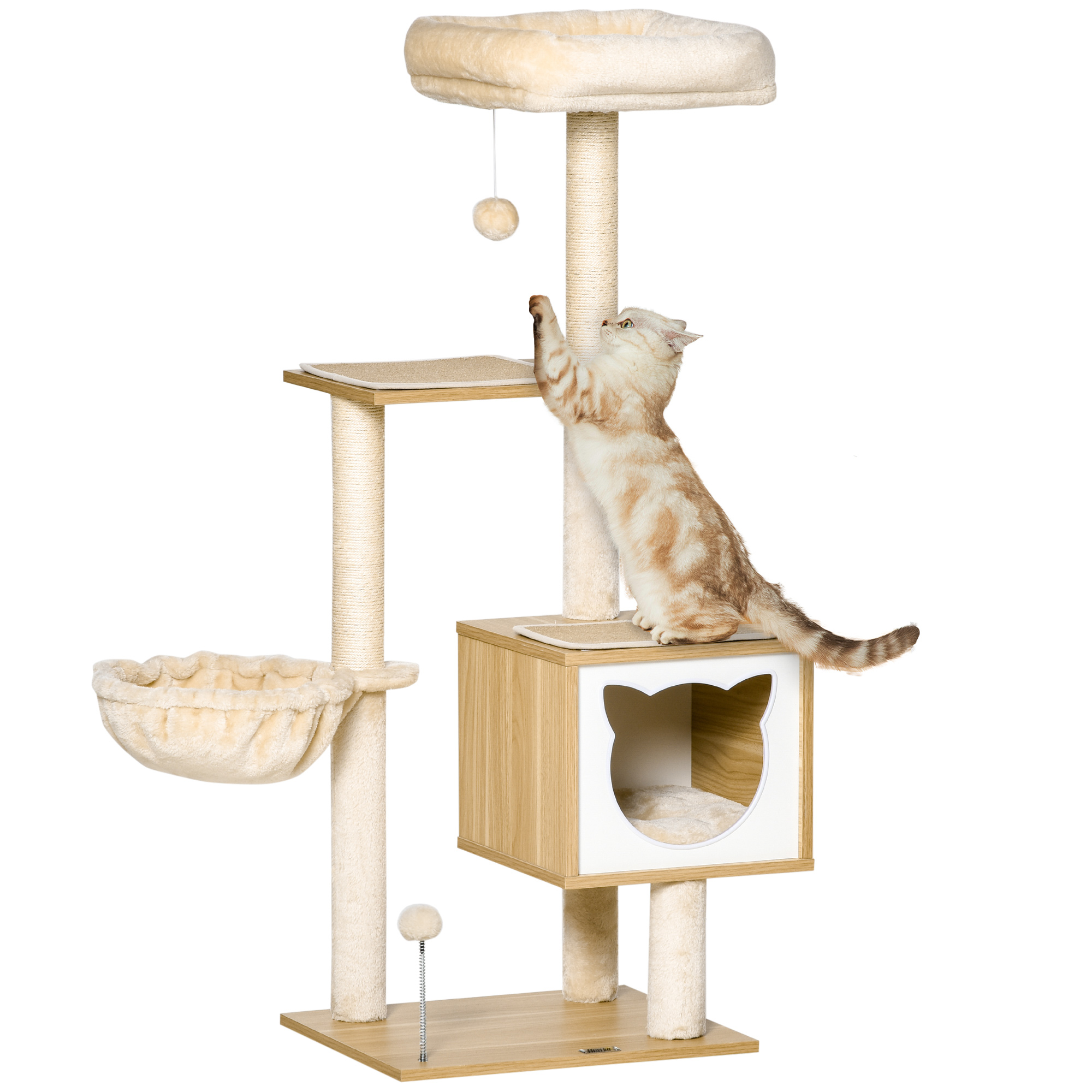 Arbre à chat multi-équipement H126 cm beige