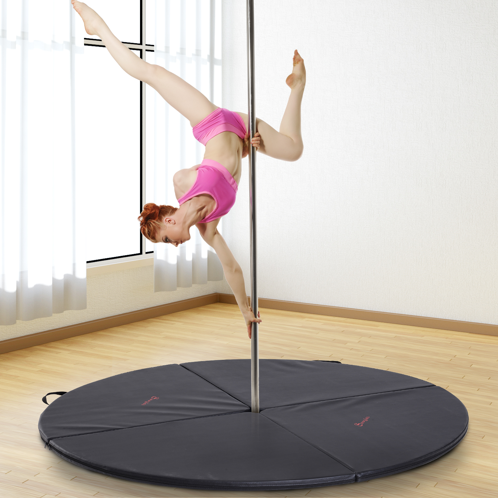 Tapis de pole dance pliable Ø 150 cm épaisseur 5 cm PVC noir