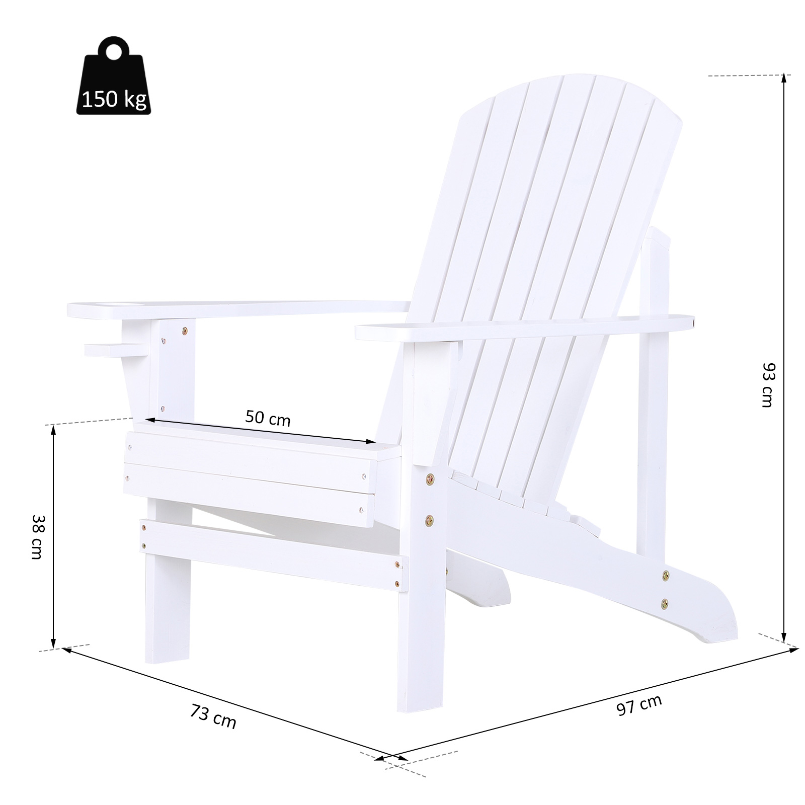 Fauteuil de jardin Adirondack bois de sapin blanc - Outsunny