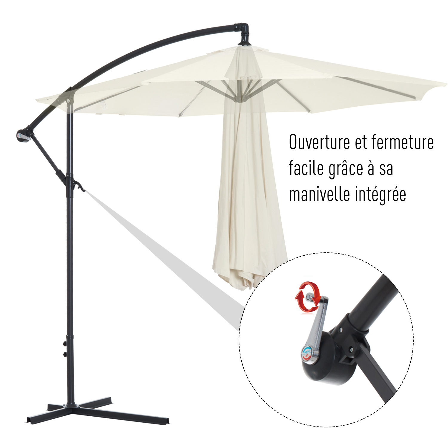 Parasol déporté octogonal crème