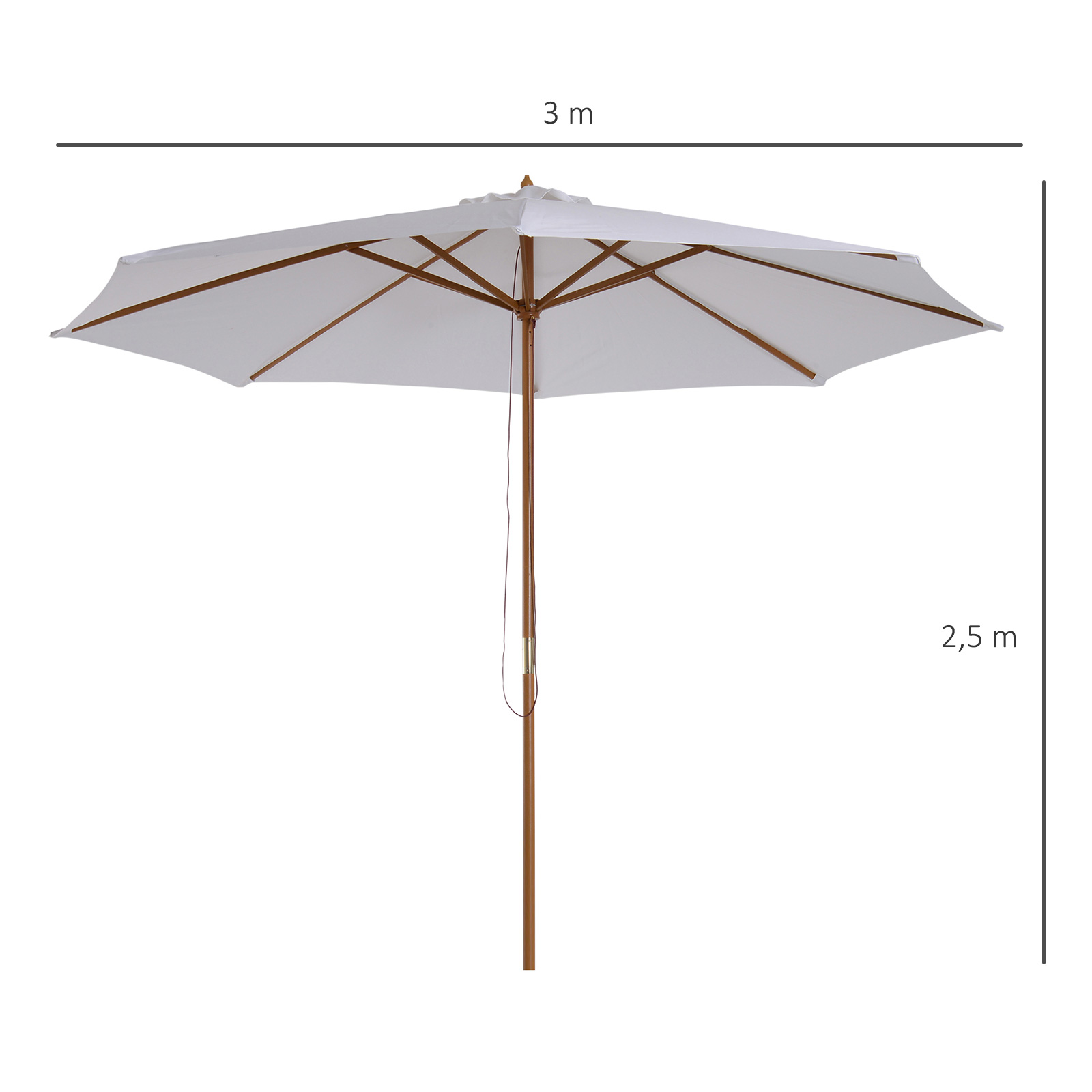 Parasol droit octogonal bois crème