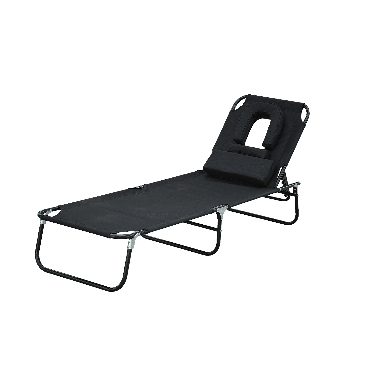 Bain de soleil inclinable pliable noir