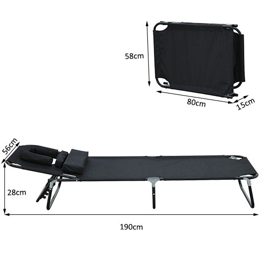 Bain de soleil inclinable pliable noir