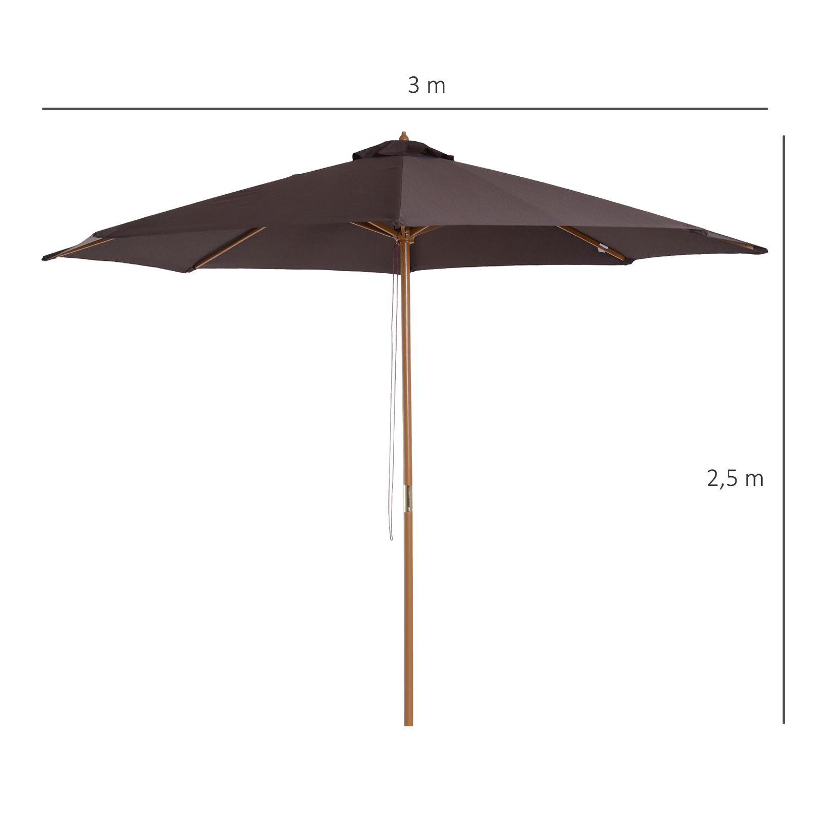 Parasol rond grande taille chocolat