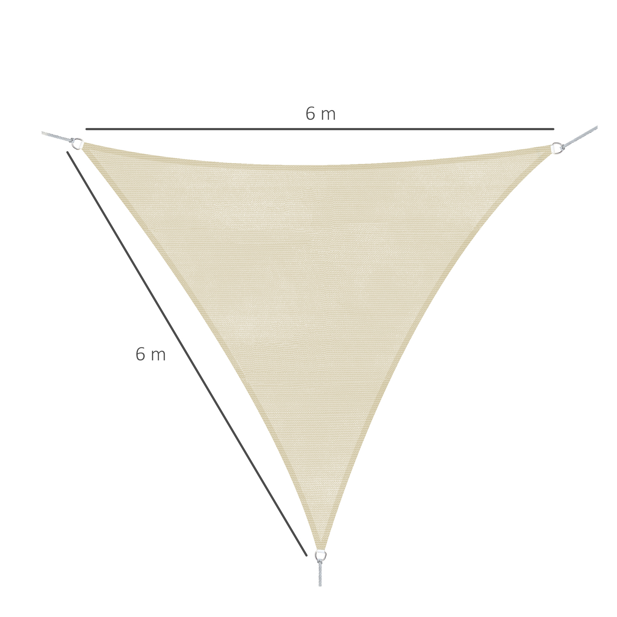 Voile d'ombrage triangulaire 6x6x6m crème