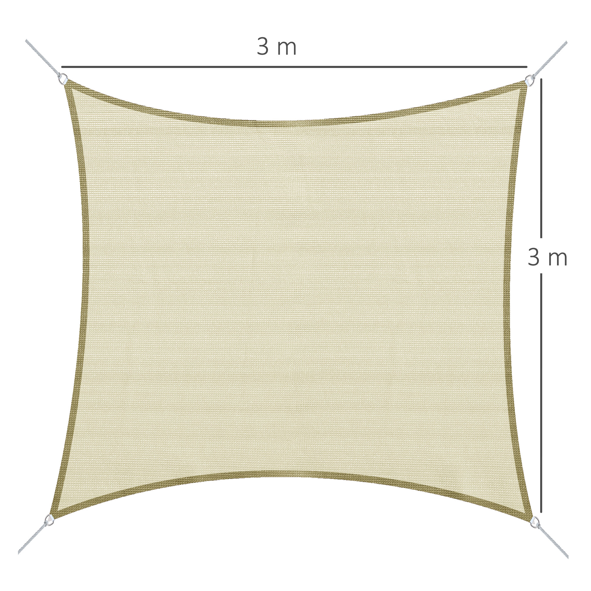 Voile d'ombrage carré 3 x 3 m crème