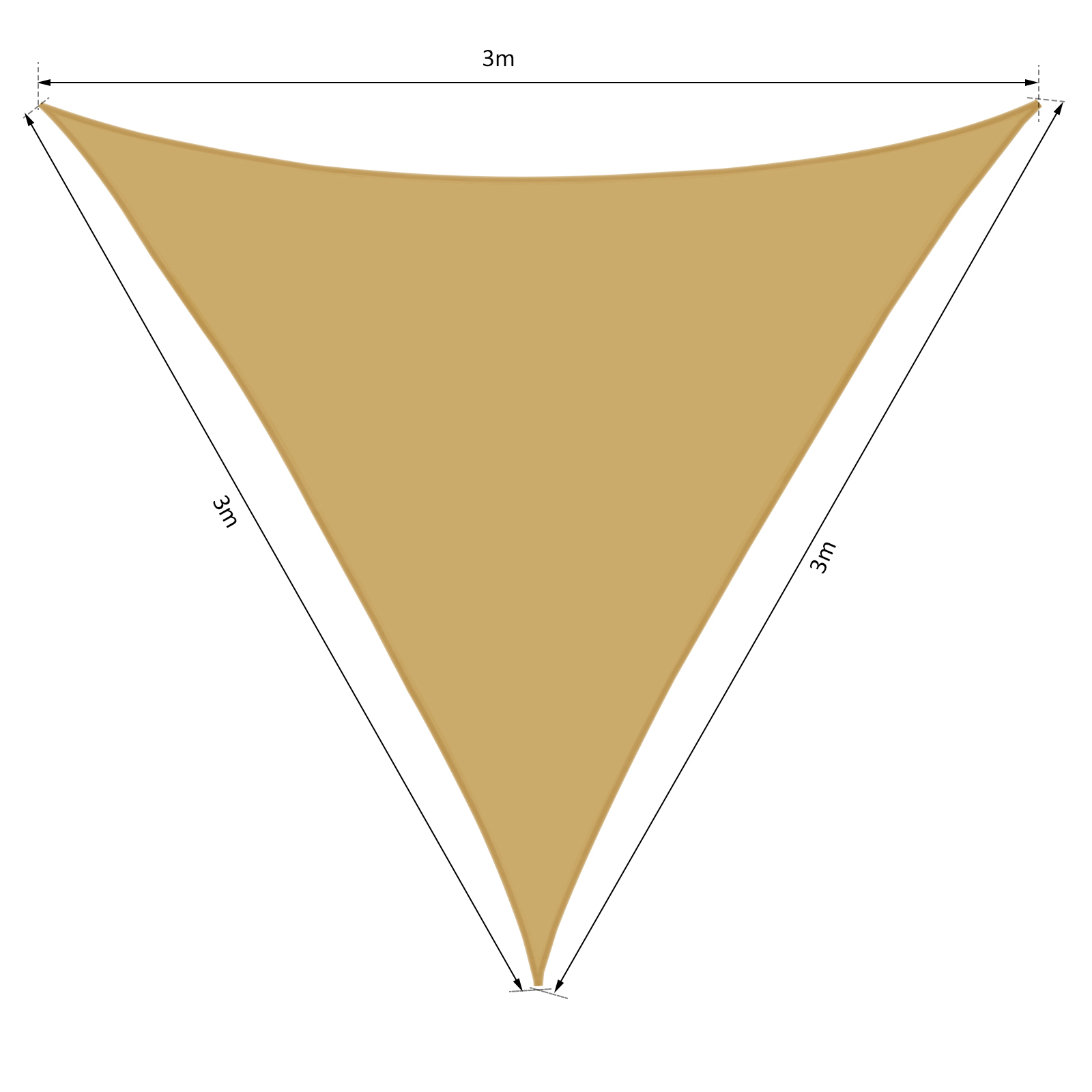 Voile d'ombrage triangulaire 3x3x3 m sable