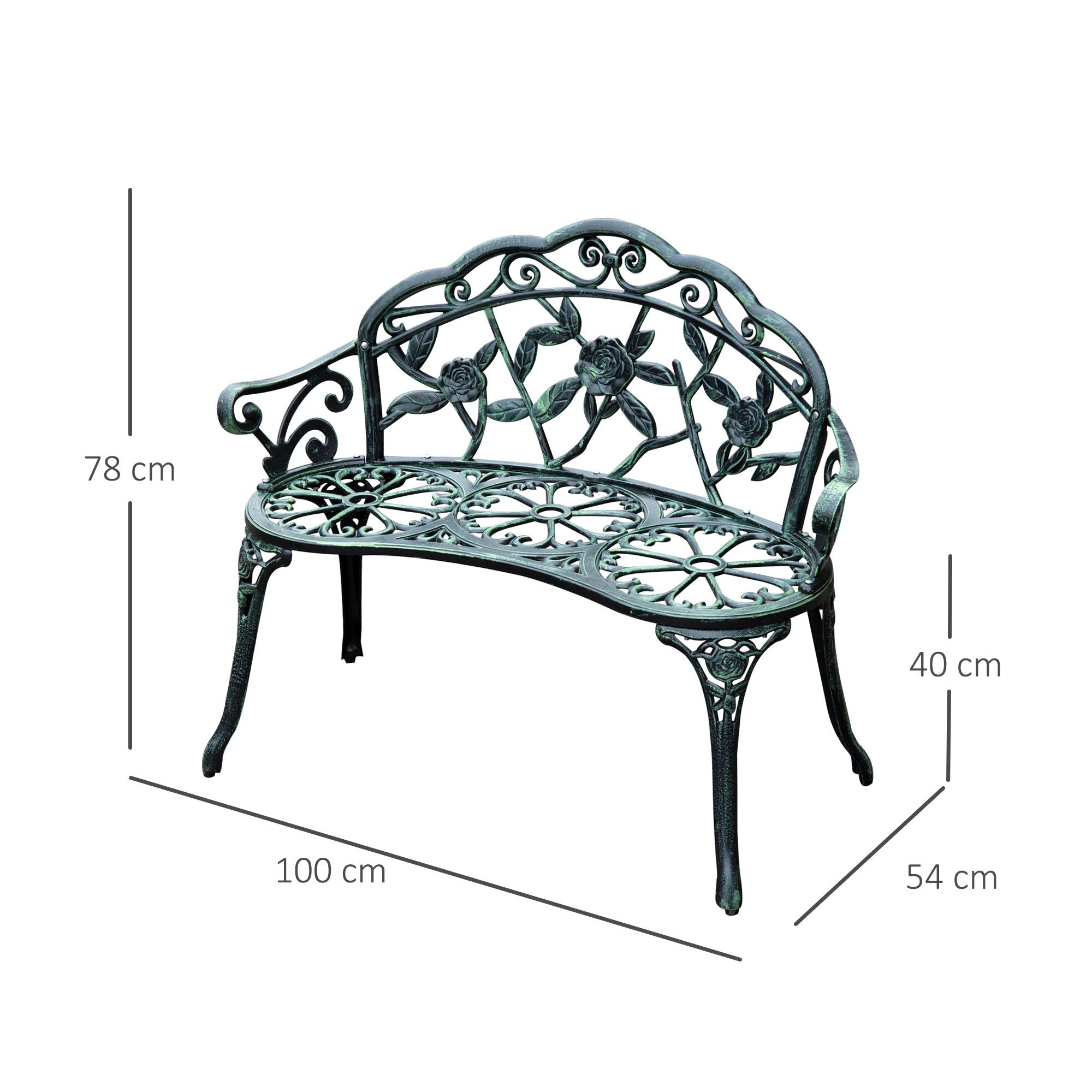 Banc de jardin 2 places style néo-rétro 100L x 54l x 78H cm