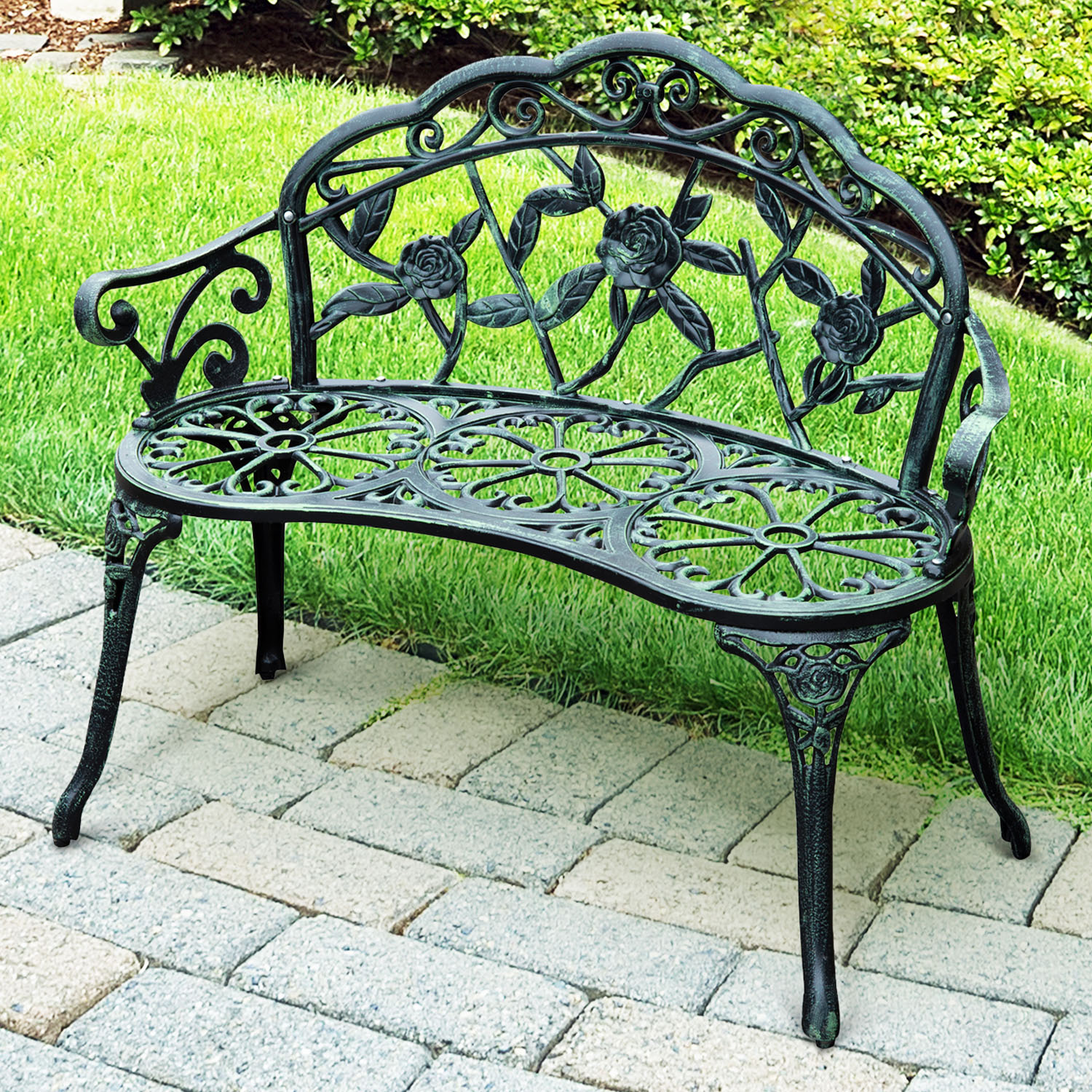 Banc de jardin 2 places style néo-rétro 100L x 54l x 78H cm