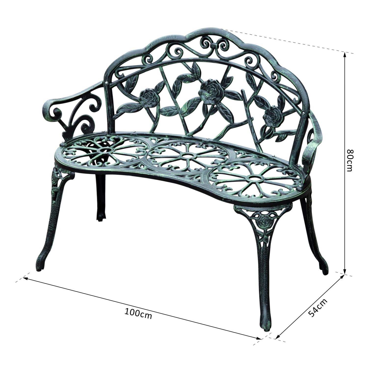 Banc de jardin 2 places style néo-rétro 100L x 54l x 78H cm