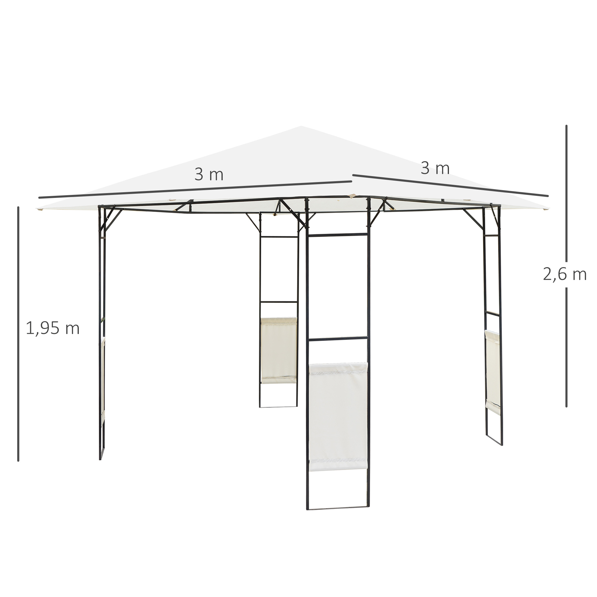 Tonnelle barnum pavillon de jardin métal époxycpolyester haute densité crème