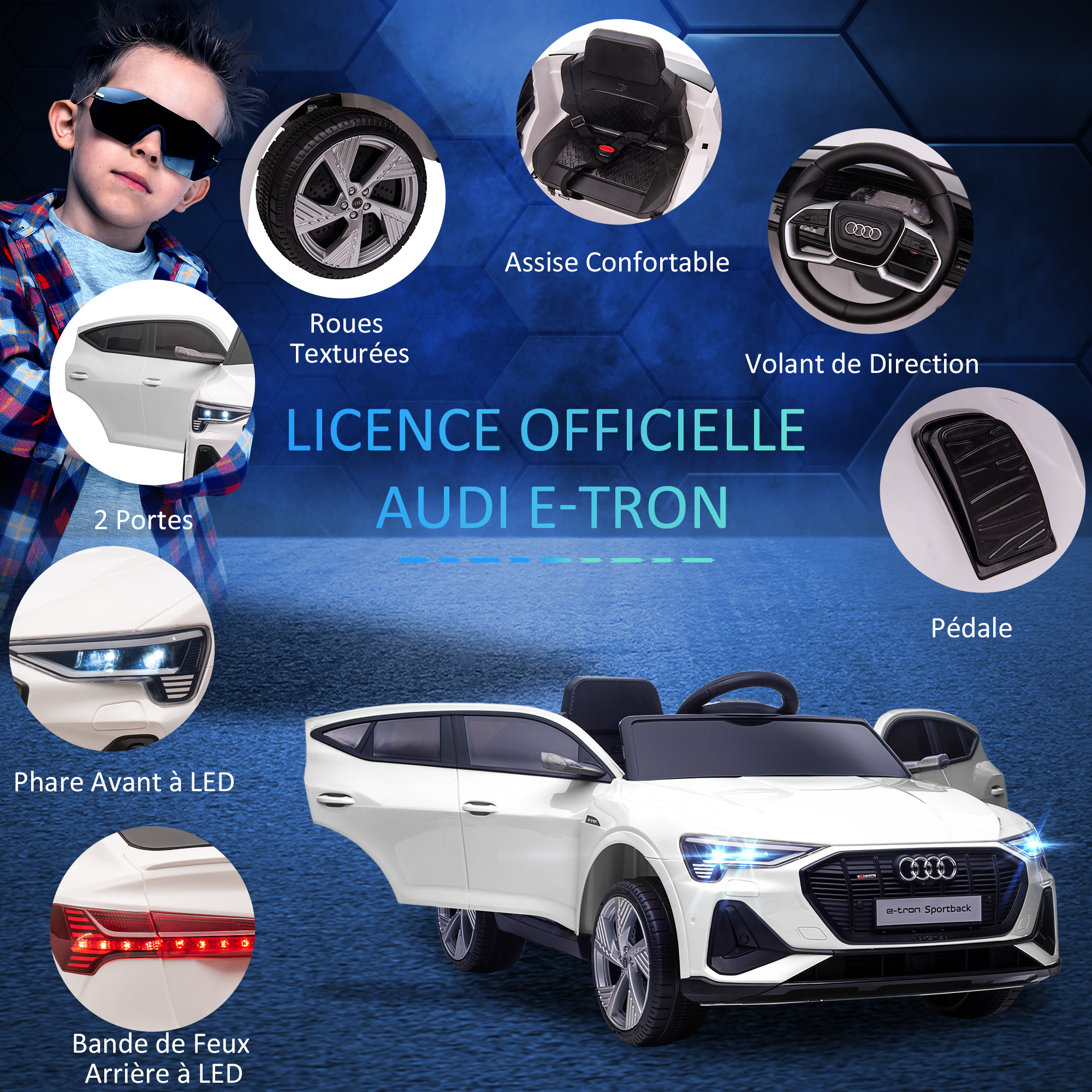 Voiture électrique enfant e-tron Sportback S line avec télécommande