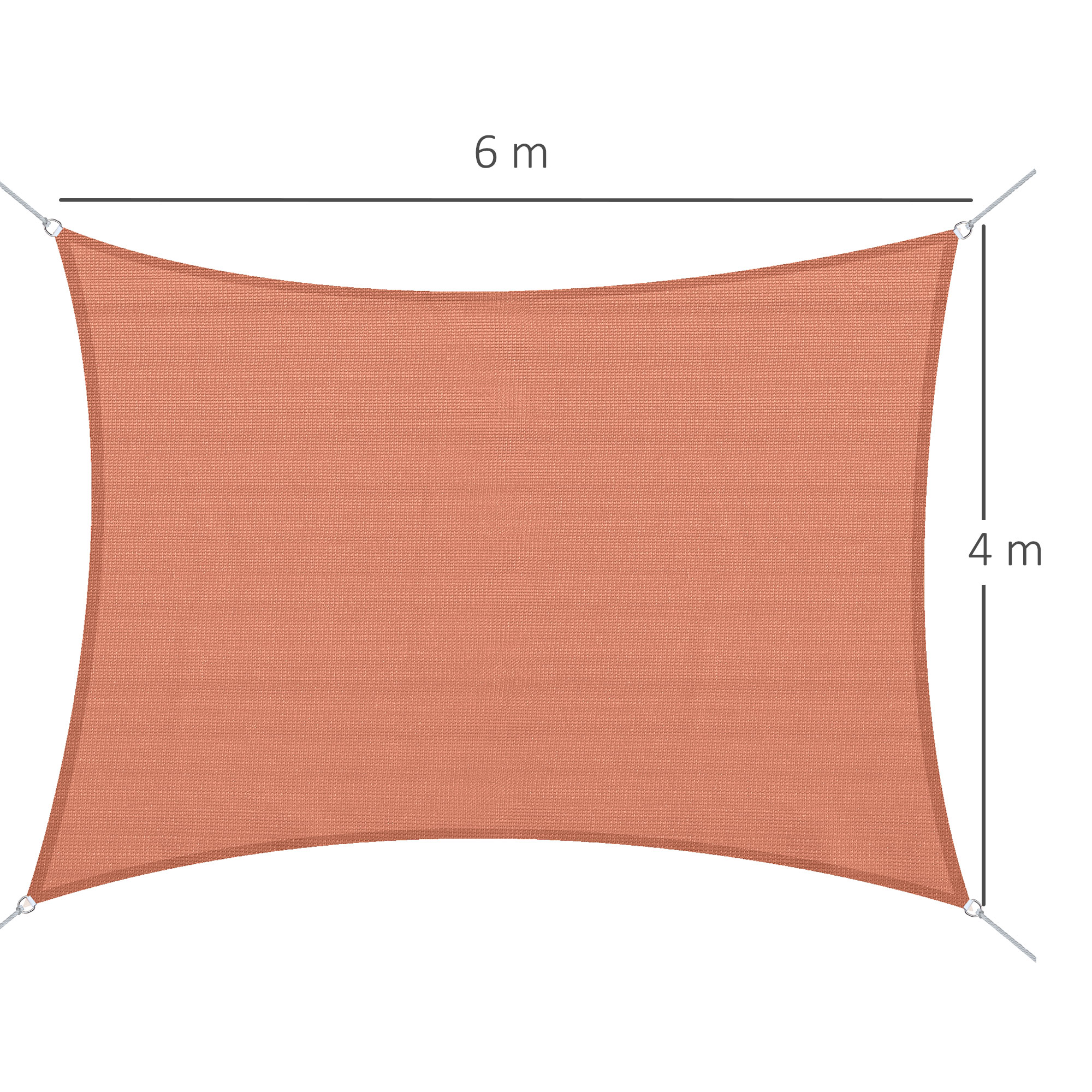 Voile d'ombrage rectangulaire 4 x 6 m brique terracotta