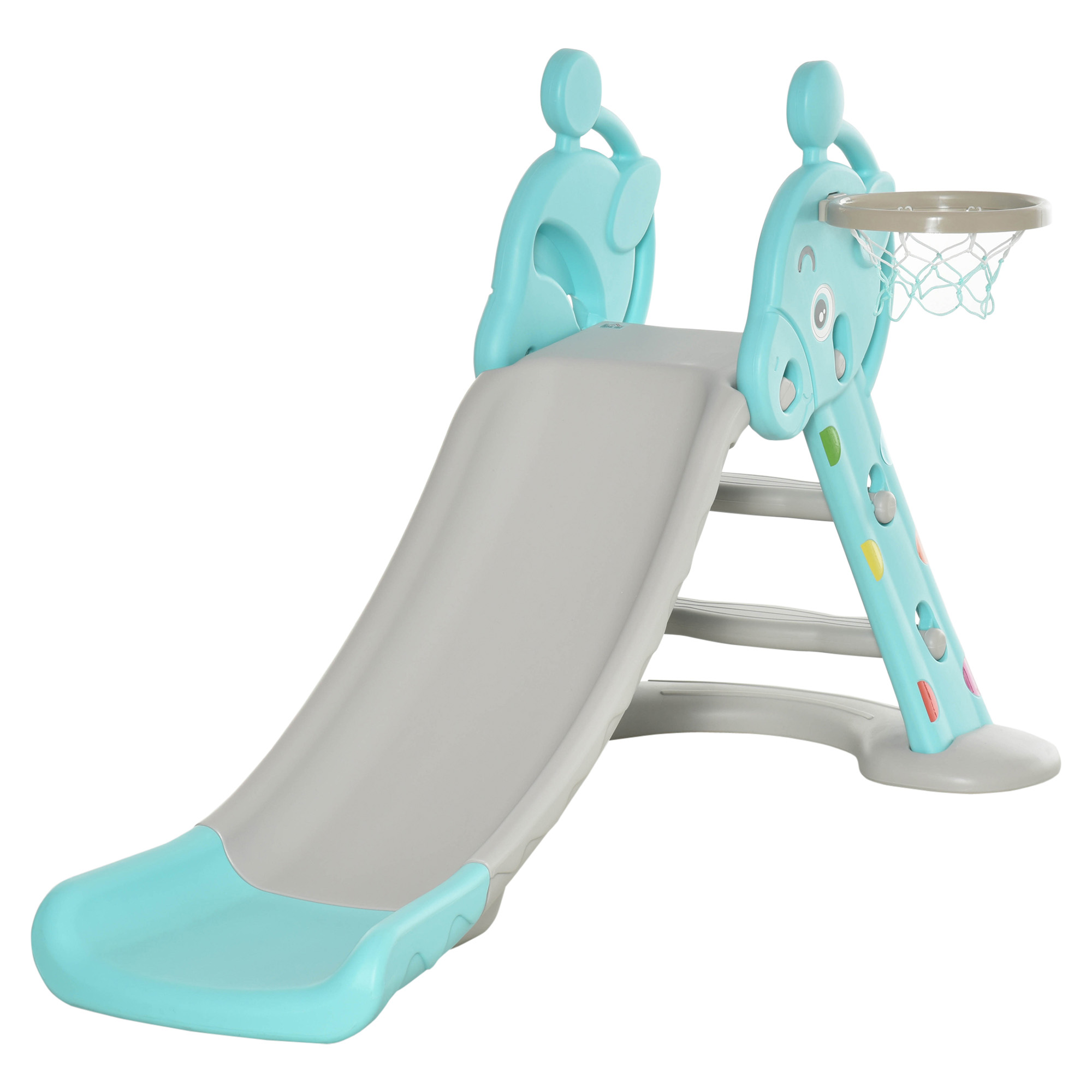 Toboggan enfant avec panier basket bleu et gris