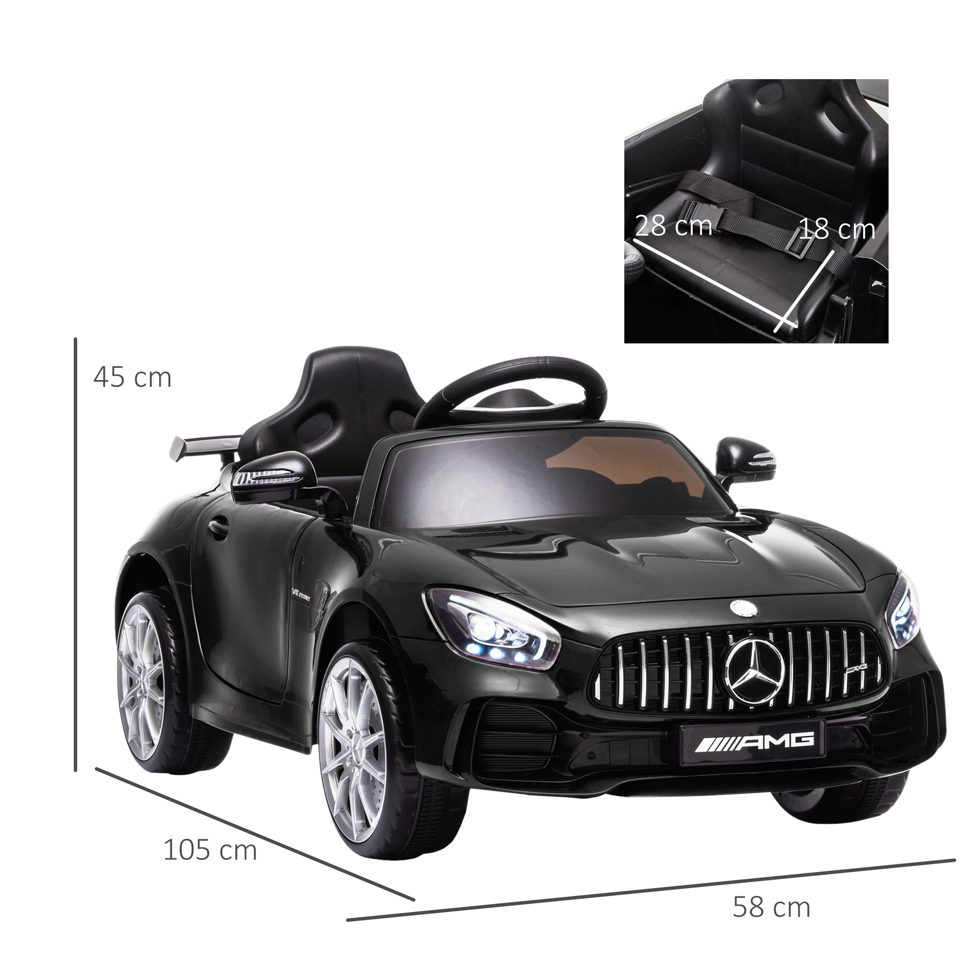 Voiture électrique enfants Mercedes-AMG GT R noir avec télécommande