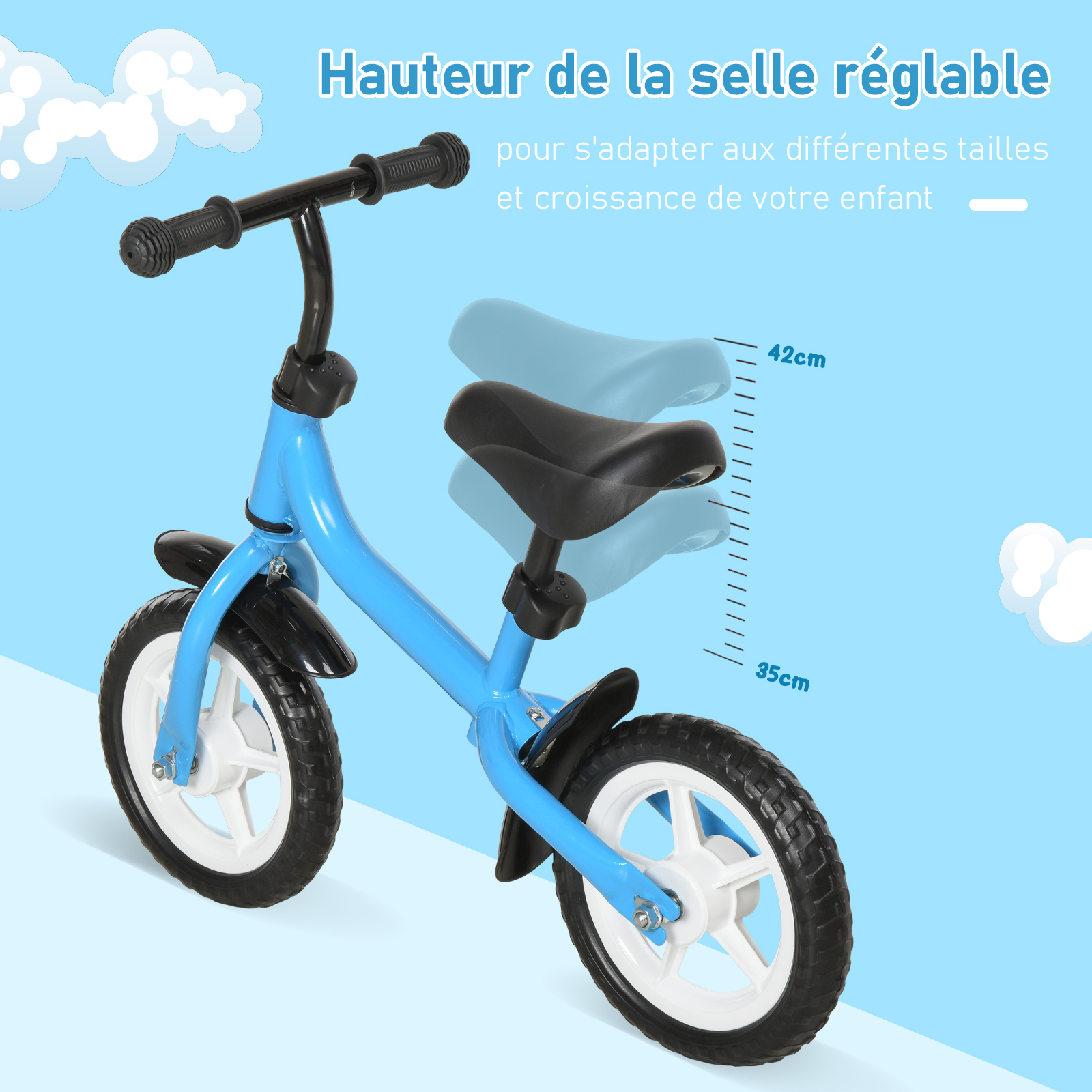 Draisienne enfant selle hauteur réglable acier