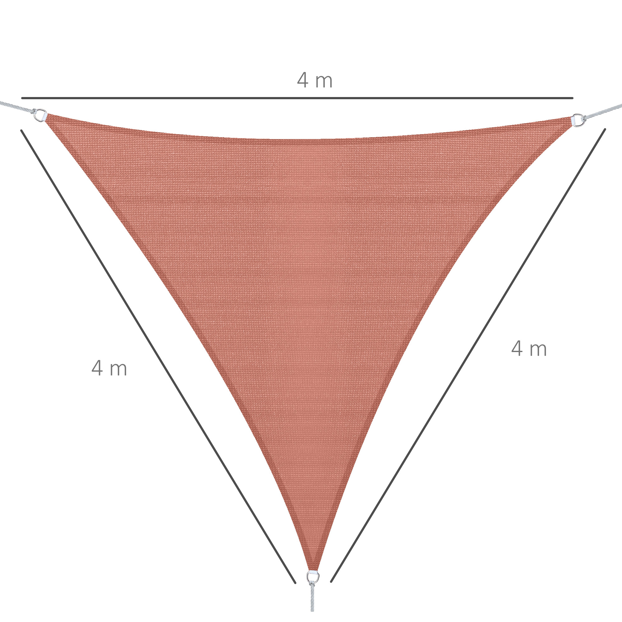 Voile d'ombrage 4x4x4m triangulaire rouille