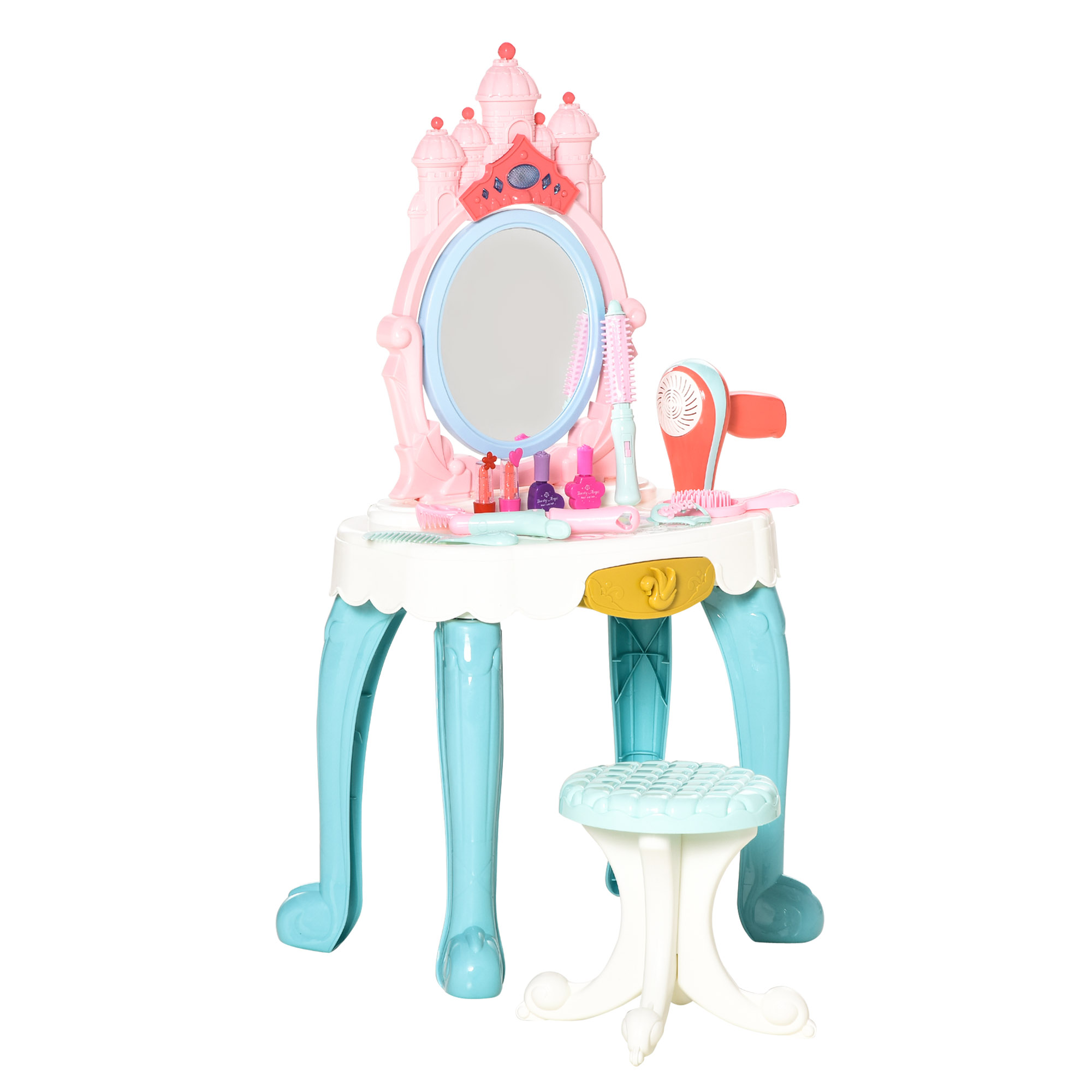 Coiffeuse enfant avec tabouret accessoires design château de princesse