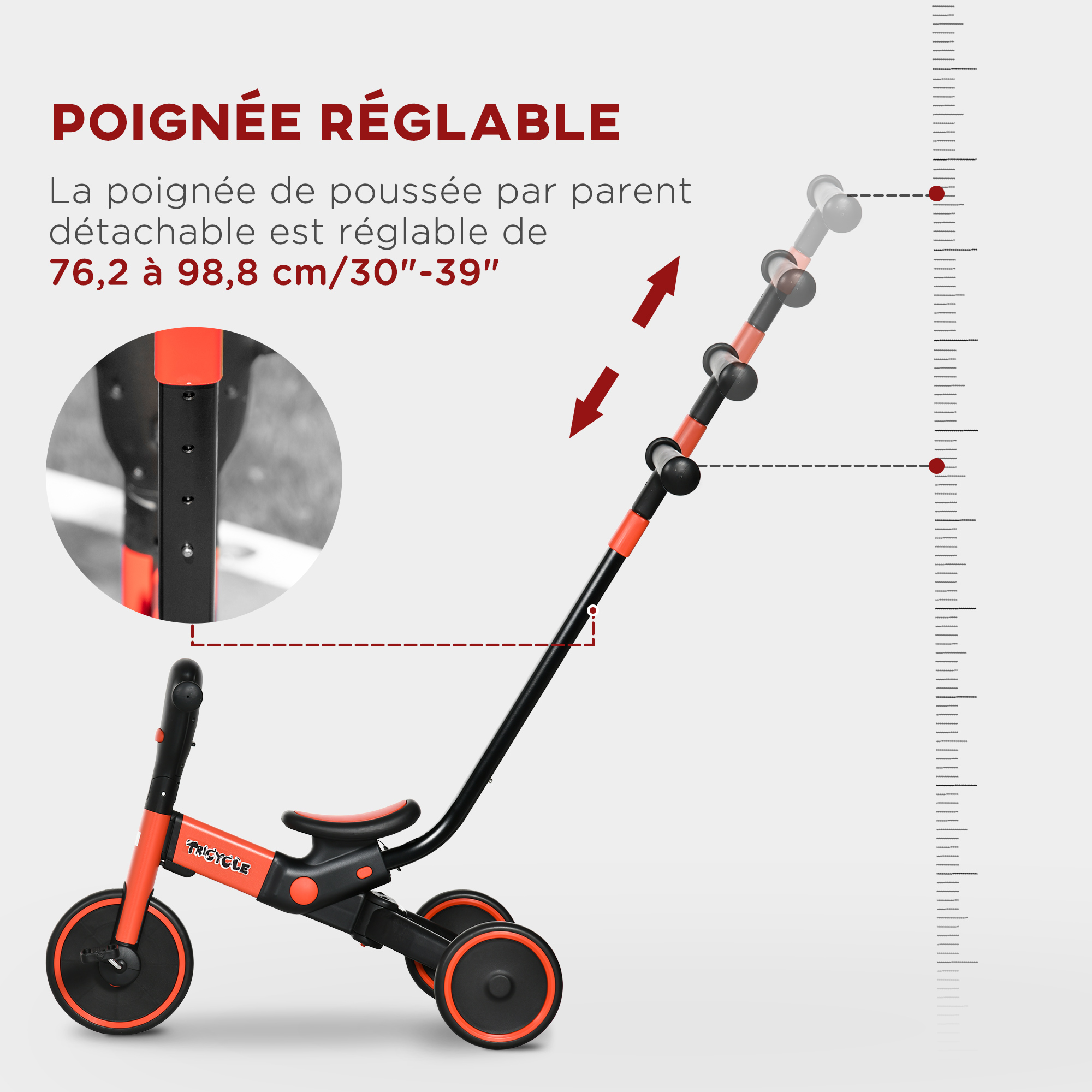 Tricycle enfant évolutif 4 en 1 réglable pliable alu. PP