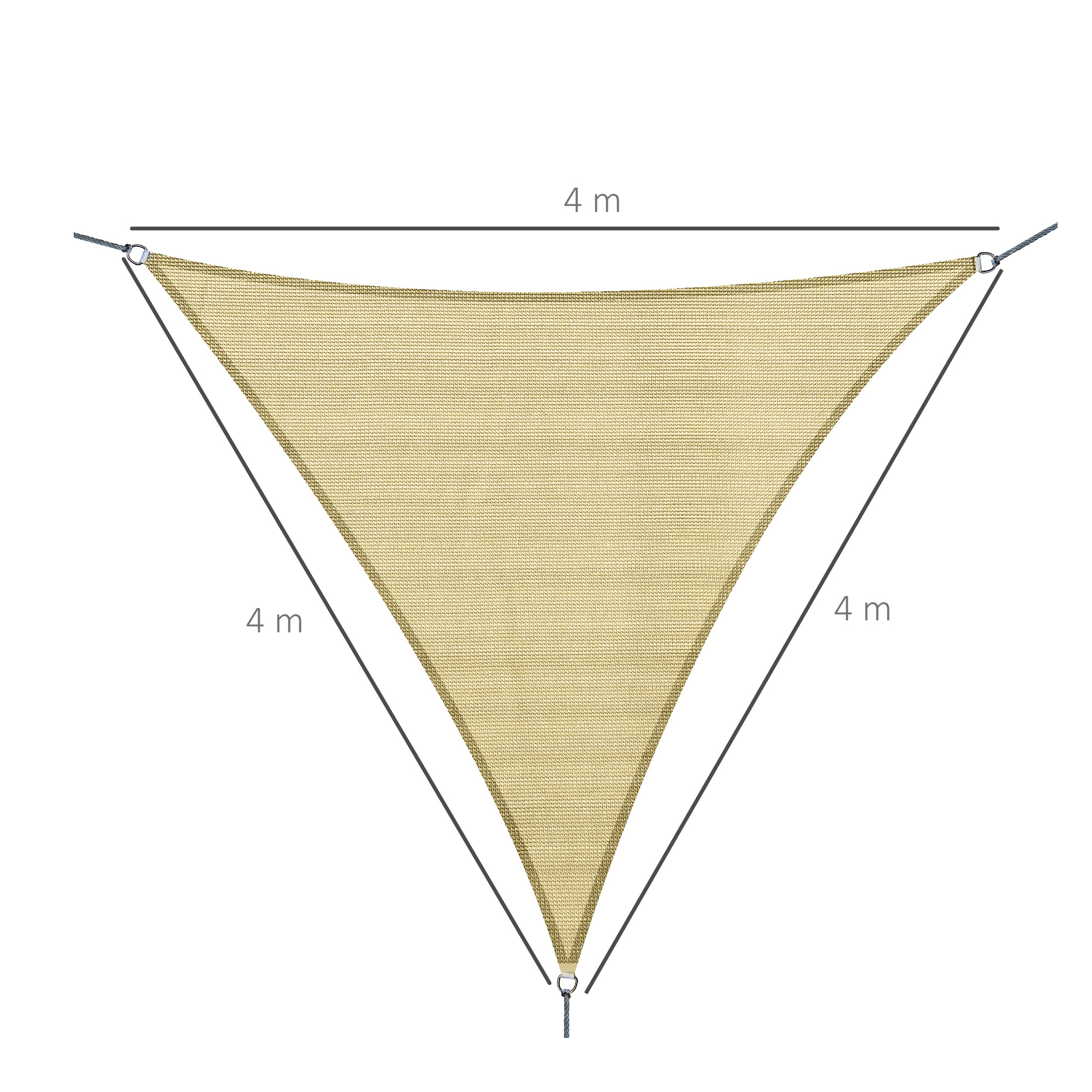 Voile d'ombrage triangulaire 4xsx4 m sable