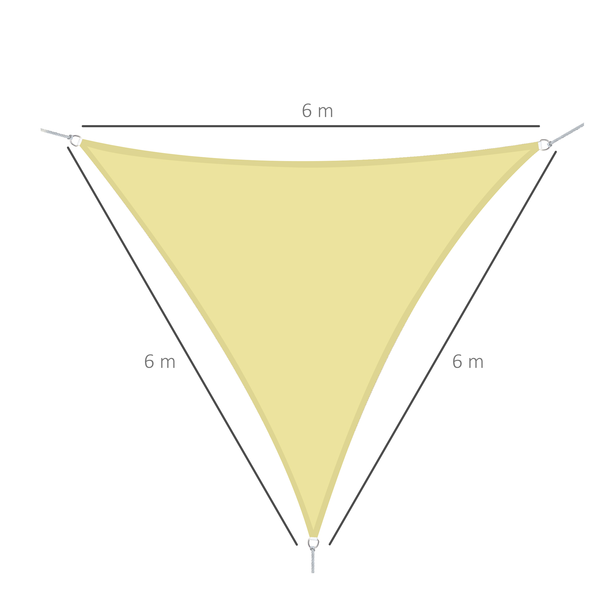 Voile d'ombrage triangulaire 6 x 6 x 6 m polyester coloris sable