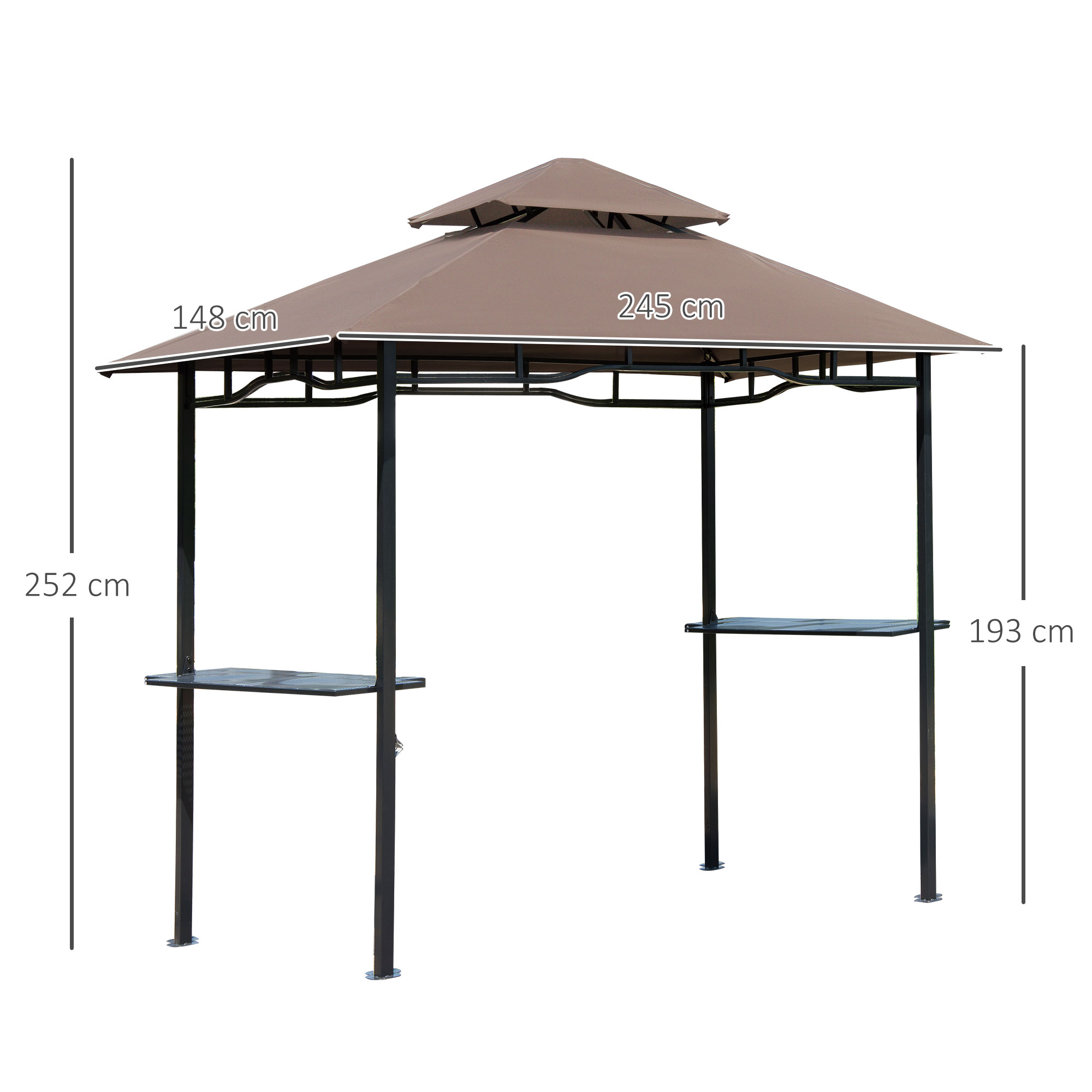 Pavillon abri tonnelle de jardin pour barbecue chocolat