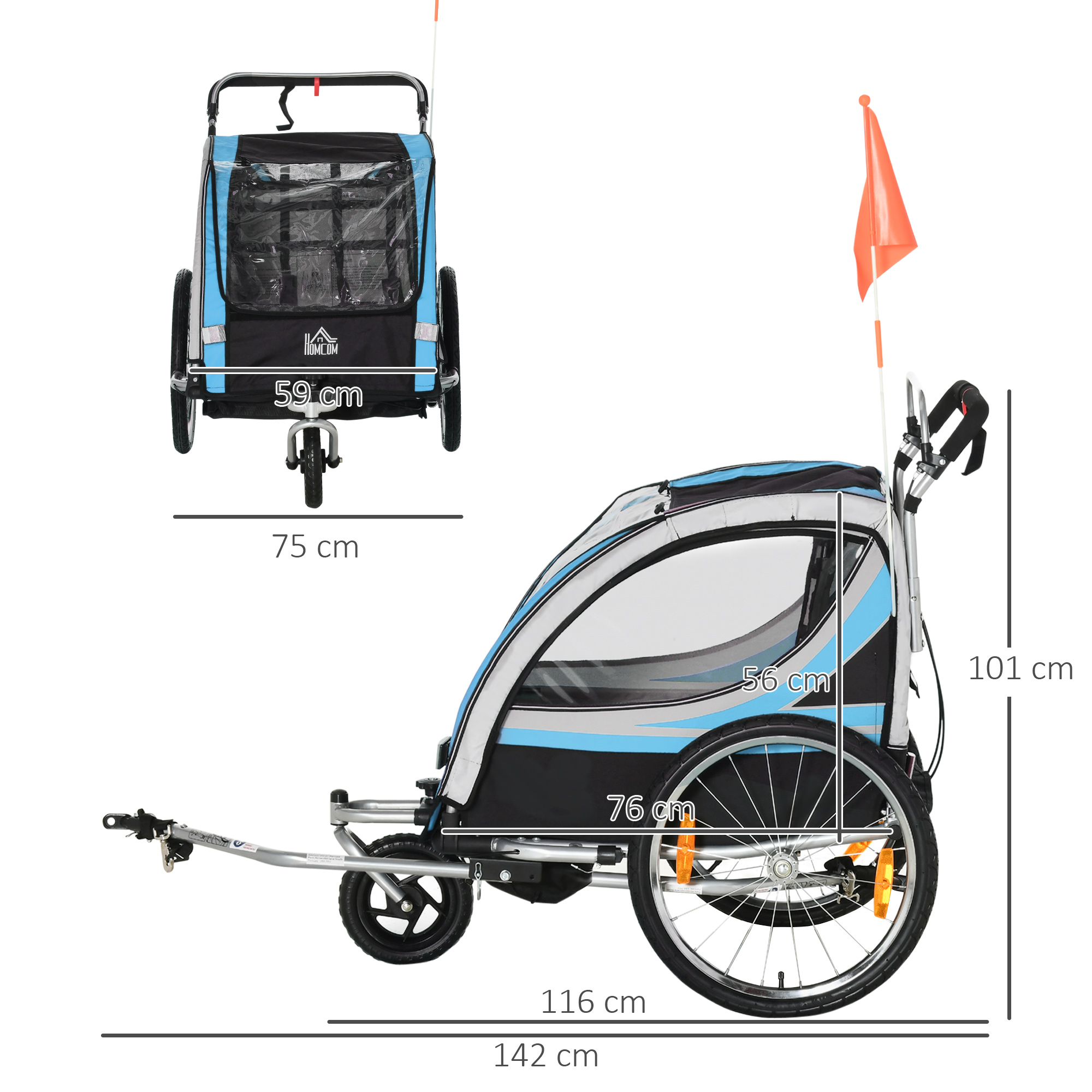 Remorque vélo jogger 2 en 1 pour enfant