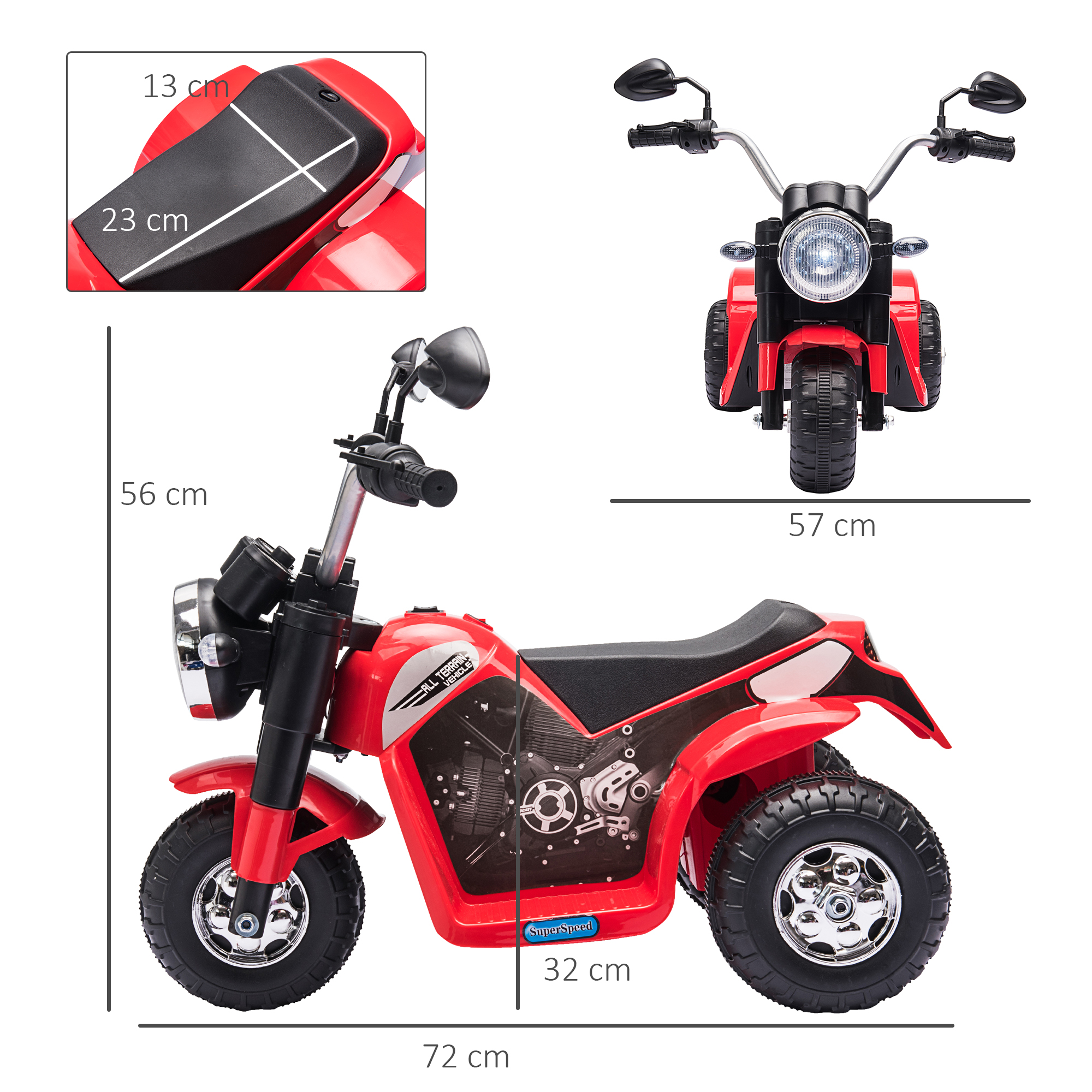 Moto électrique enfant chopper tout-terrain 6 V 20 W