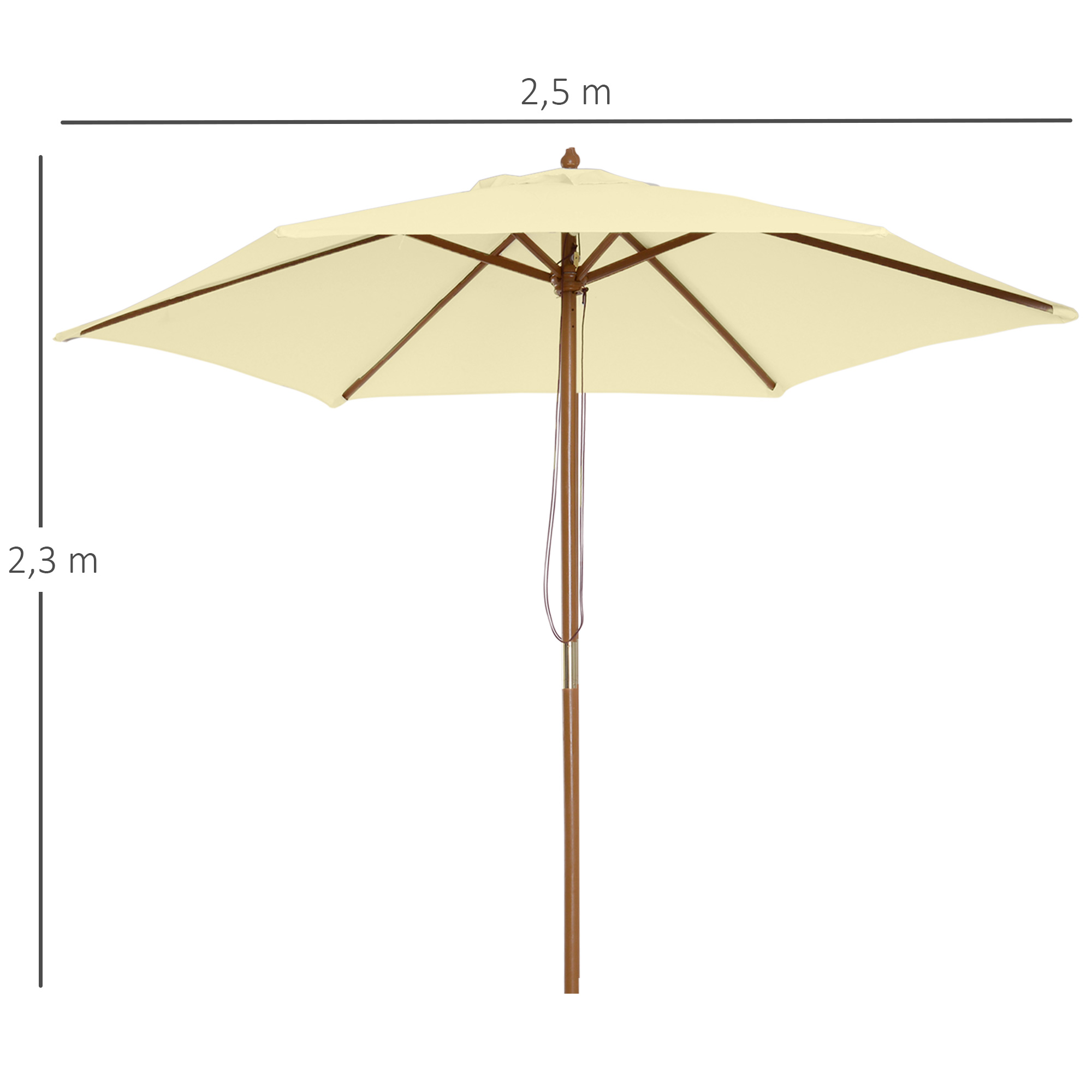 Parasol droit hexagonal bambou polyester