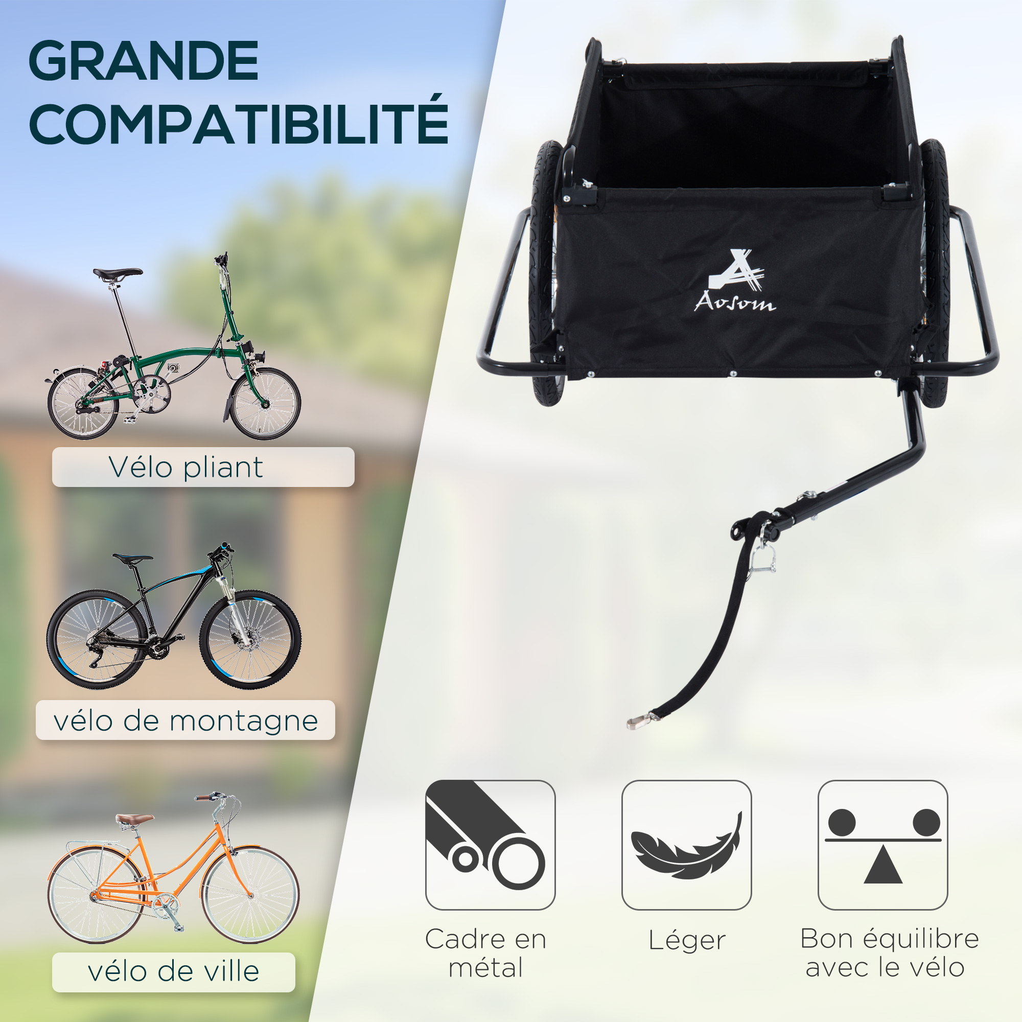 Remorque de vélo pliable