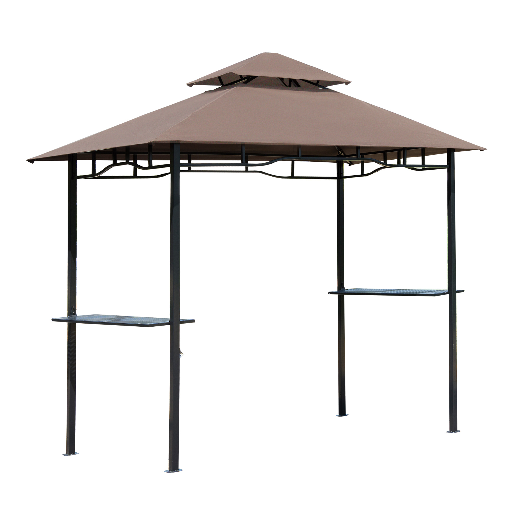 Pavillon abri tonnelle de jardin pour barbecue chocolat