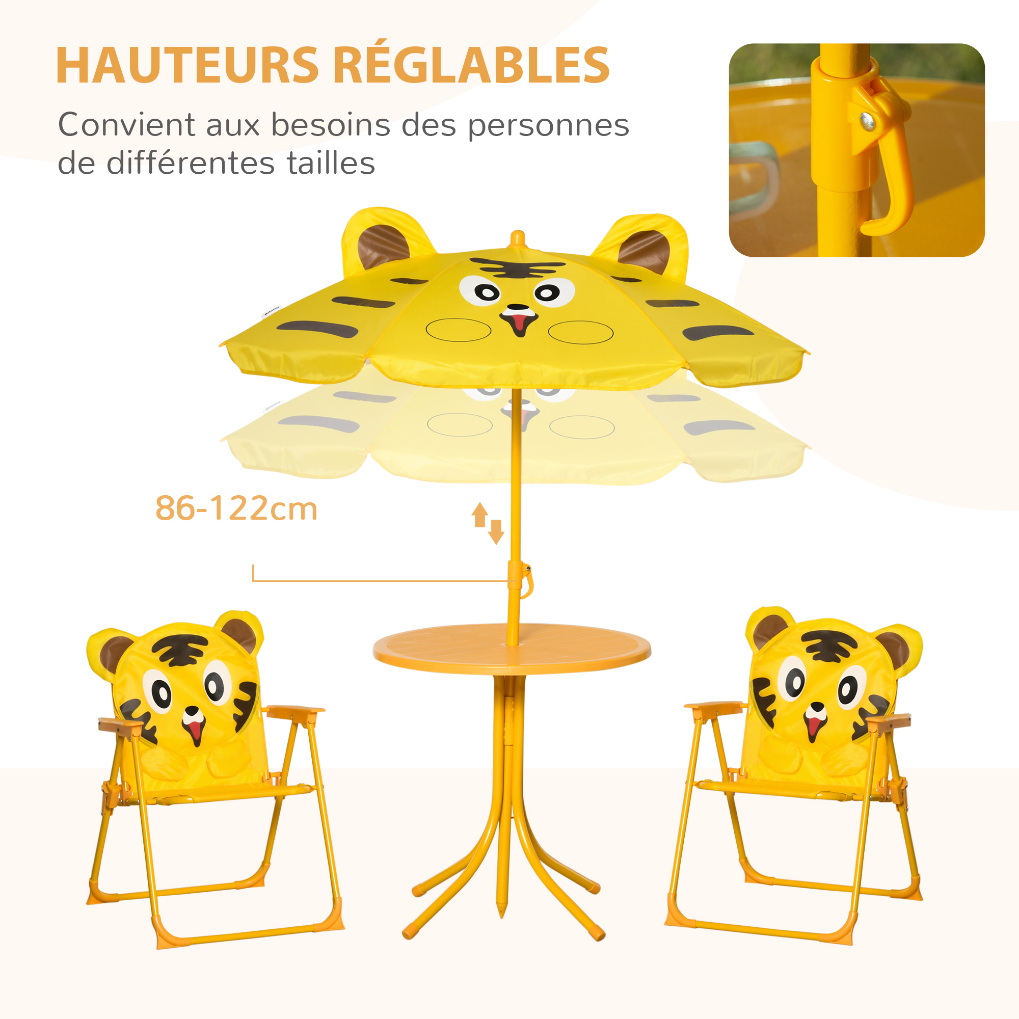 Ensemble salon de jardin enfant 4 pièces design tigre